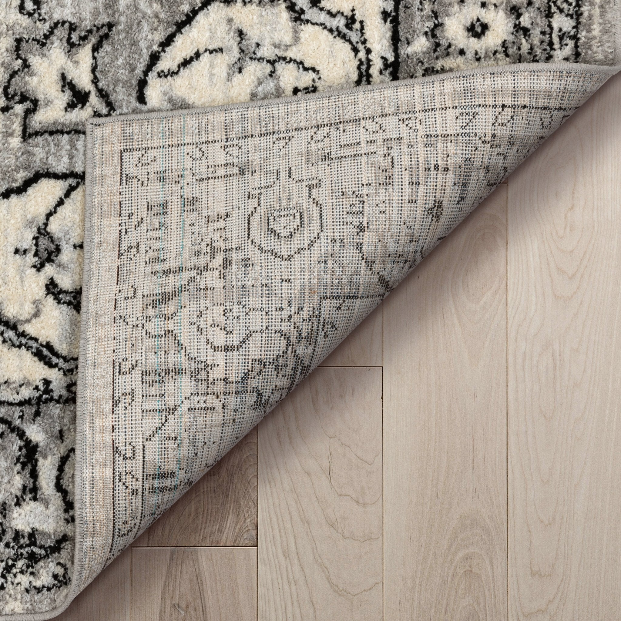 Arctic Bloom Medallion Oriental Ivory Grey High-Low Rug、mySite、gigharbornorthrealestate