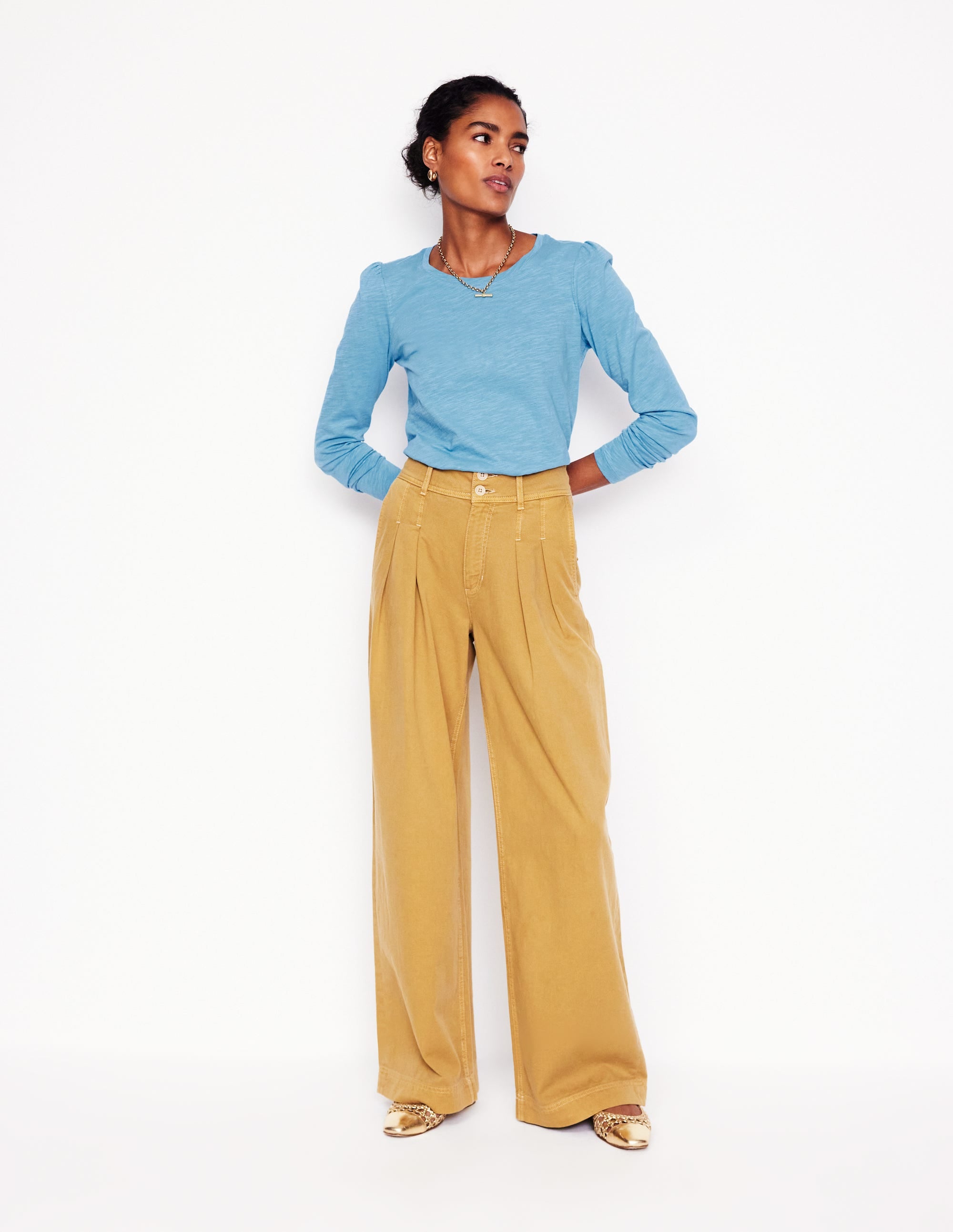  Cotton Crew Long Sleeve Top-Duck Egg Blue、mySite、ashleygrahame