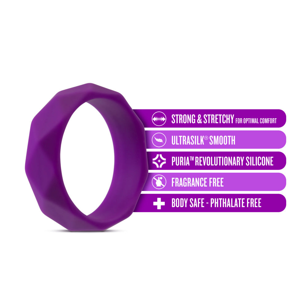 Wellness By Blush™ | Geometric Purple UltraSilk® Penis Ring - Made with Puria™ Silicone、mySite、bottomscart