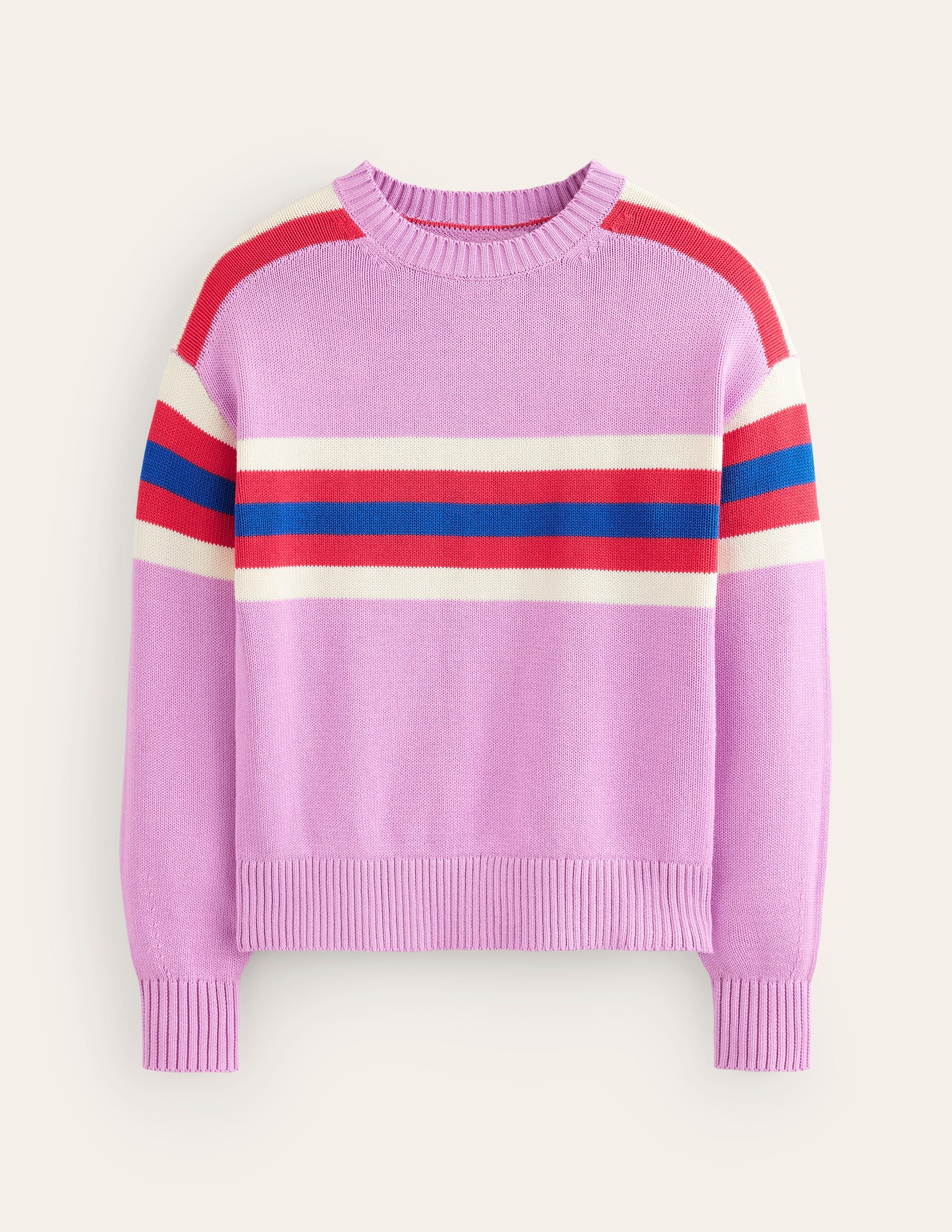  Stripe Knitted Jumper-Lilac, Warm Ivory, Red Stripe、mySite、ashleygrahame