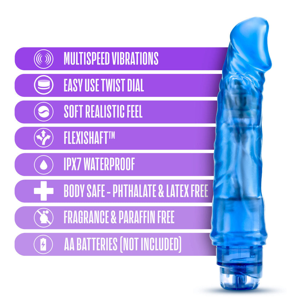 B Yours By Blush® | Vibe 6 Realistic Blue 8.5-Inch Long Vibrating Dildo、mySite、bottomscart