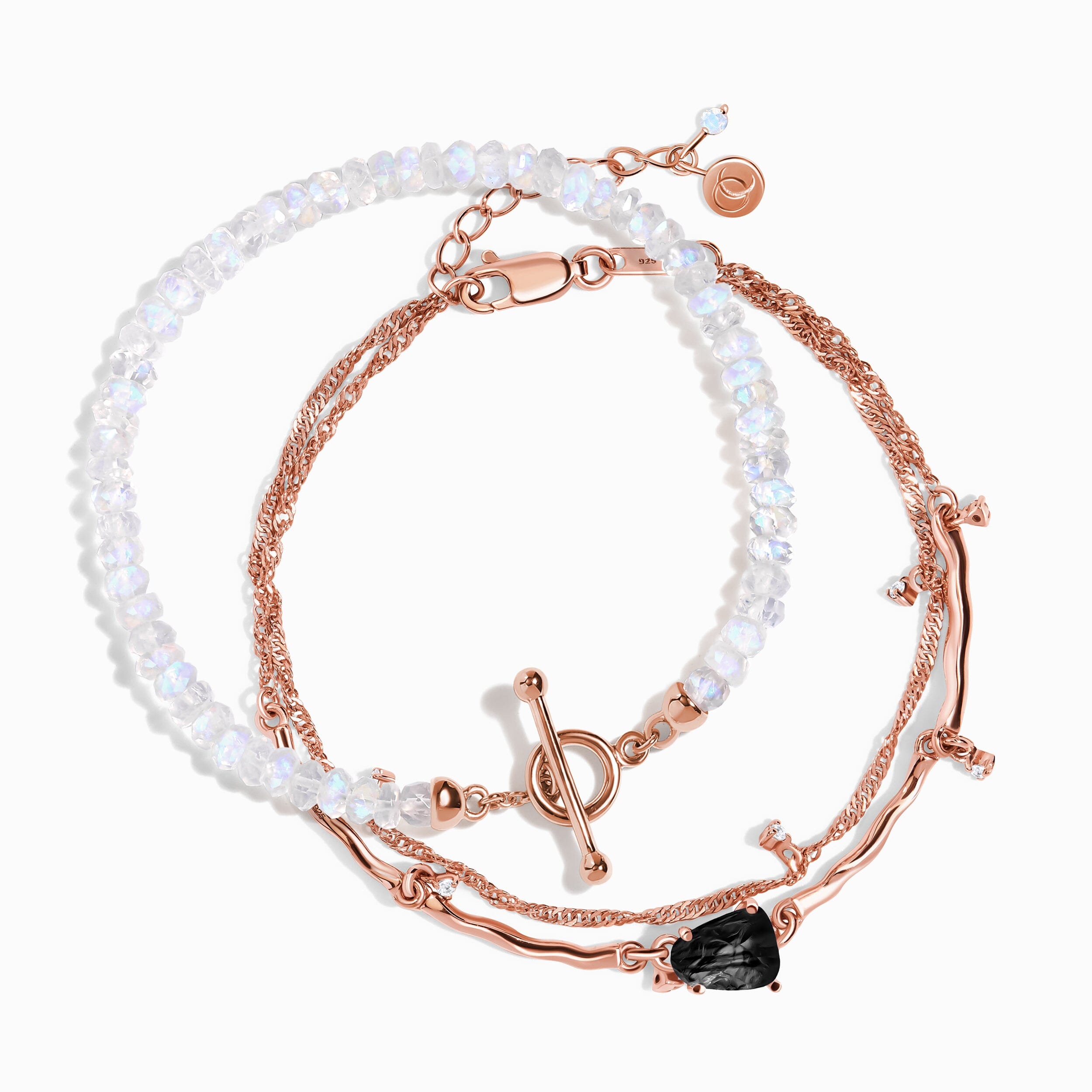 Black Obsidian & Moonstone Bracelet Stack - Energy Armor、mySite、hinf8tx79