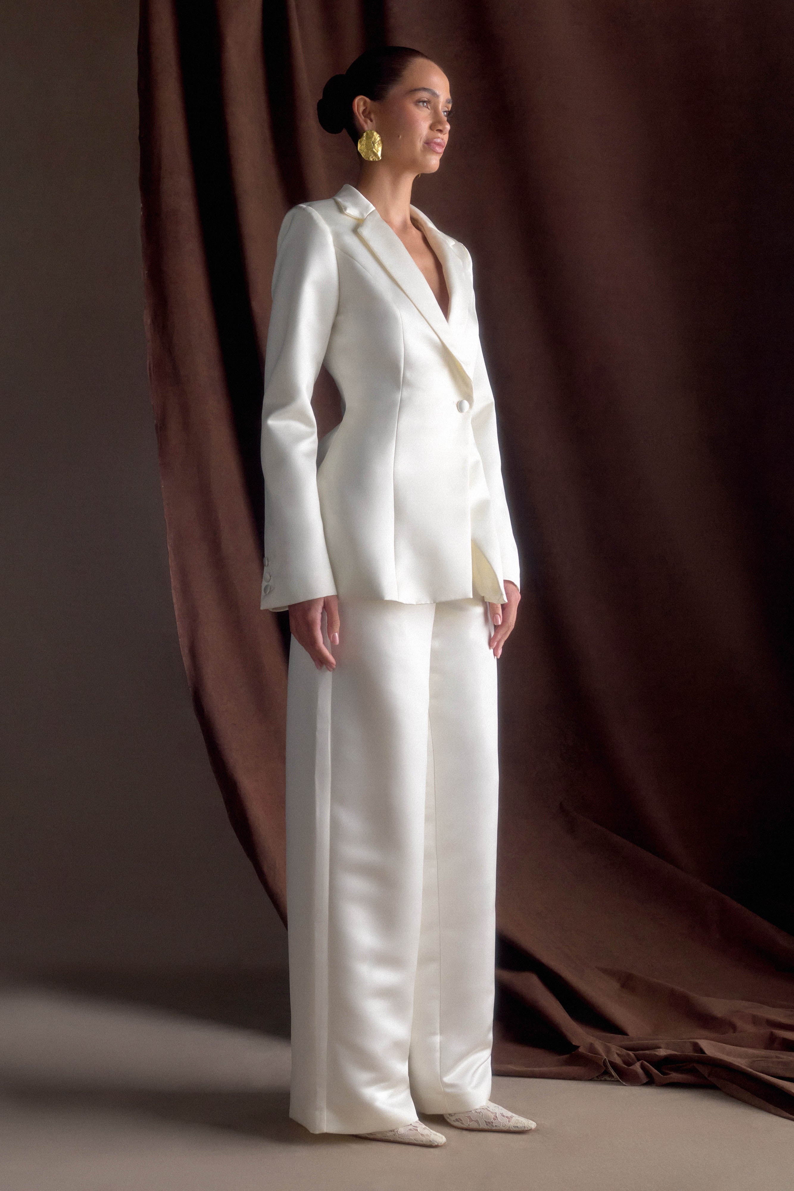 Ada Satin Straight Leg Pant - Ivory、mySite、solidvoid