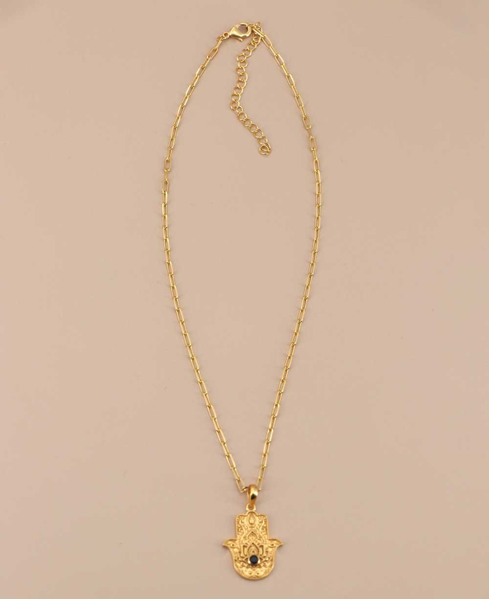 Divine Protection Hamsa Hand Necklace With Black Onyx Gemstone、mySite、topwebapps