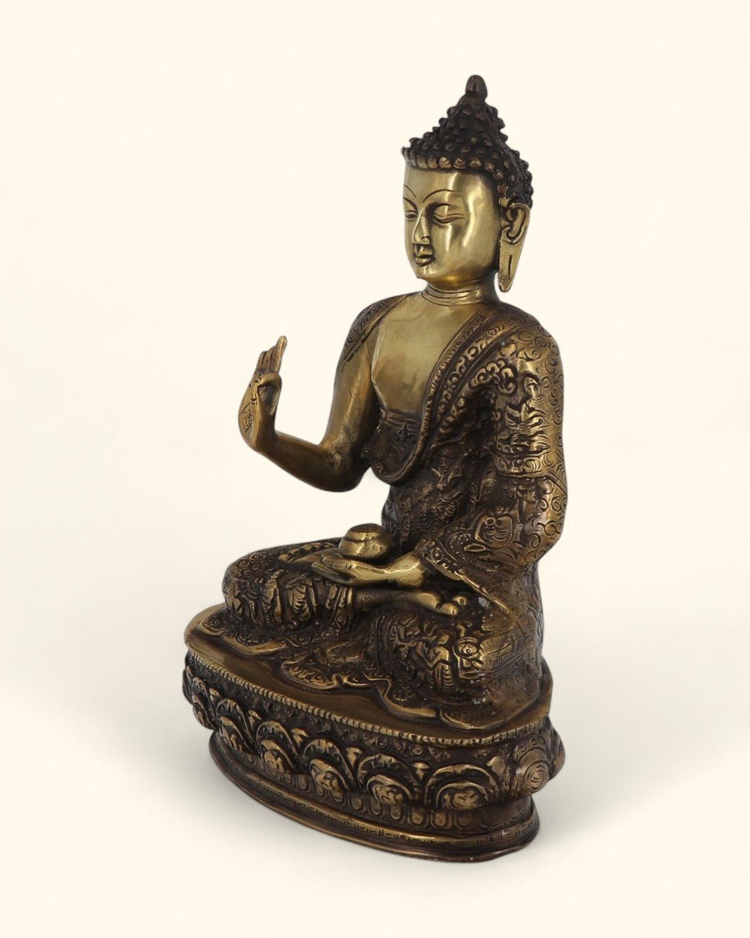 Intricate Life of Buddha Brass Statue, 12 Inches High、mySite、topwebapps