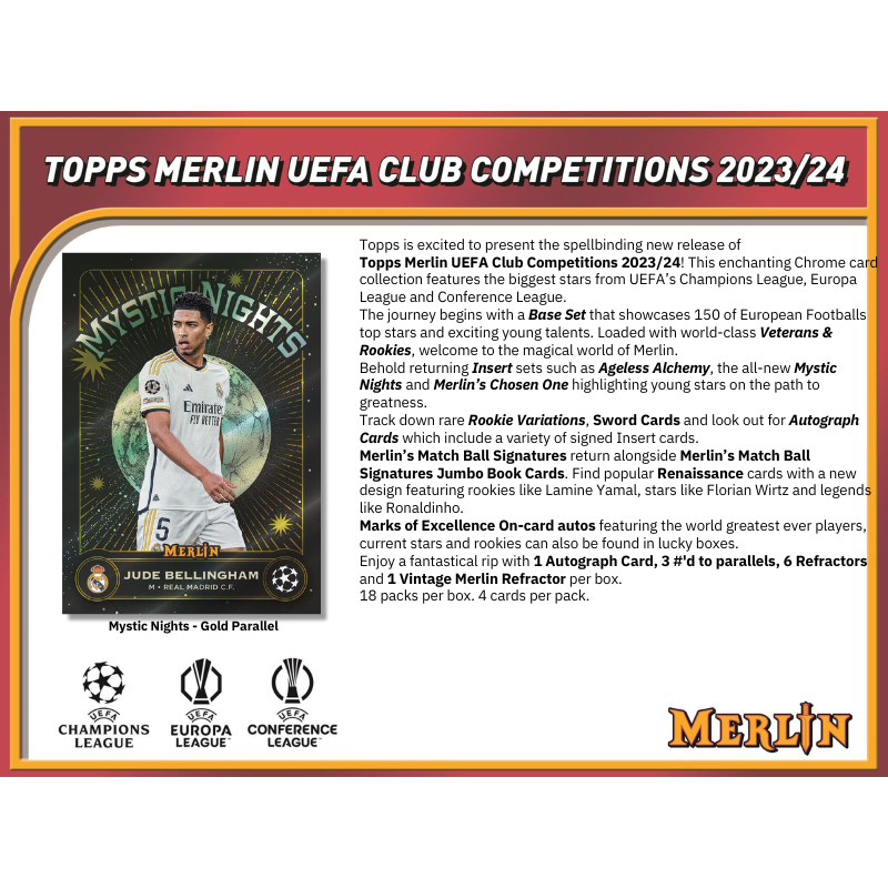2023/24 Topps UEFA Club Competitions Merlin Chrome Soccer Hobby Box、mySite、waistdrama