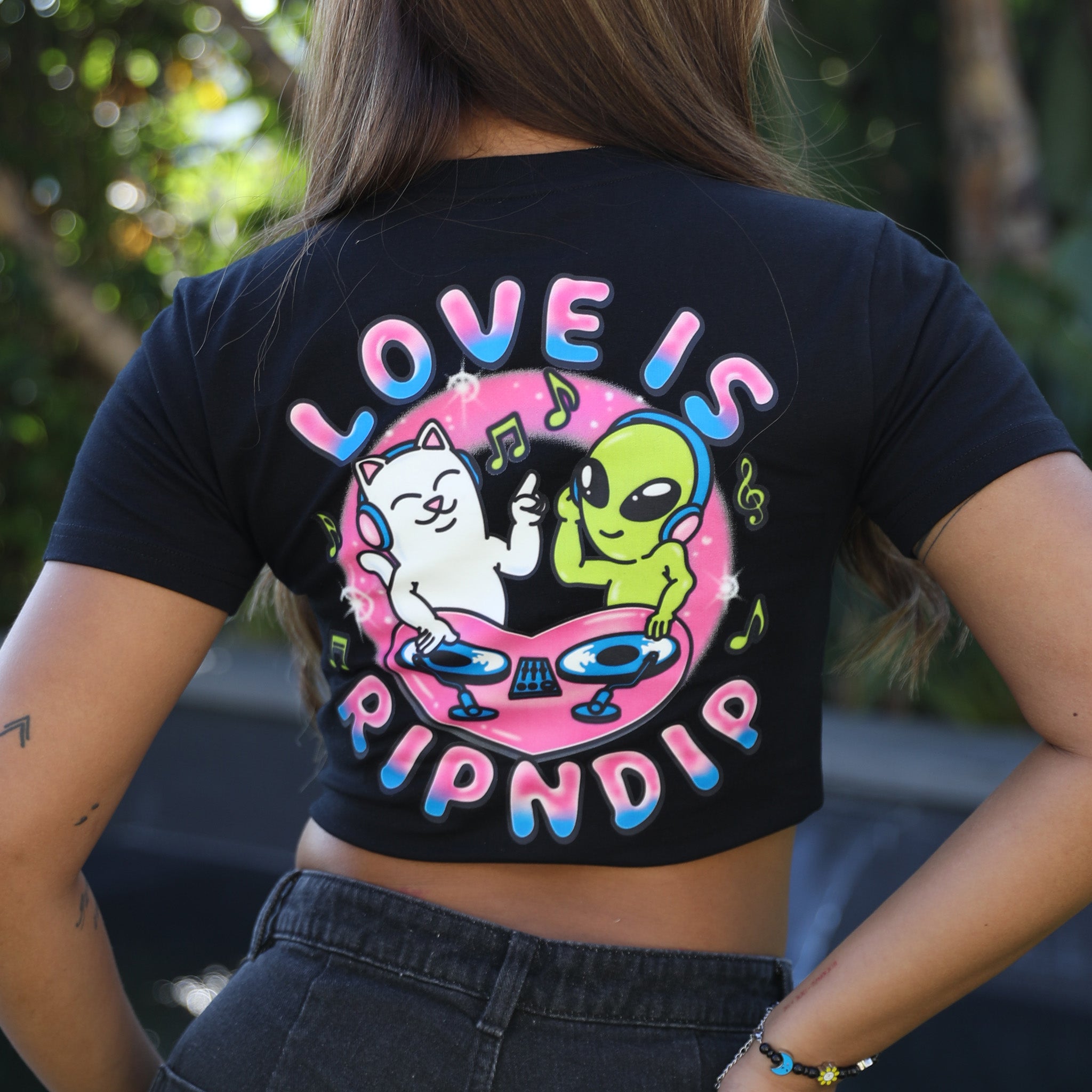  Love Is Ripndip Cropped Baby Tee (Black)、mySite、merchandisen