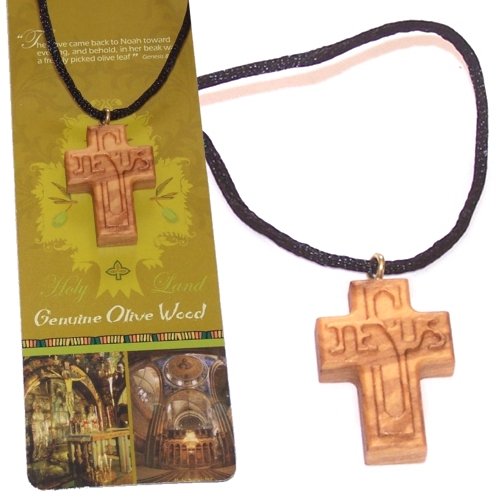 Jesus Name olive wood extra-Smoothed necklace ( 1.2 inches or 3 cm) - Necklace length is adjustable. With Certificate.、mySite、topwebapps