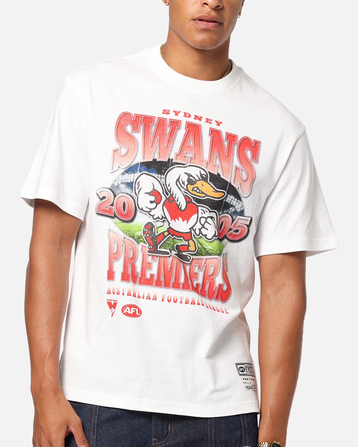 Mitchell & Ness Sydney Swans Mascot T-Shirt Vintage White、mySite、zt4zffjzw