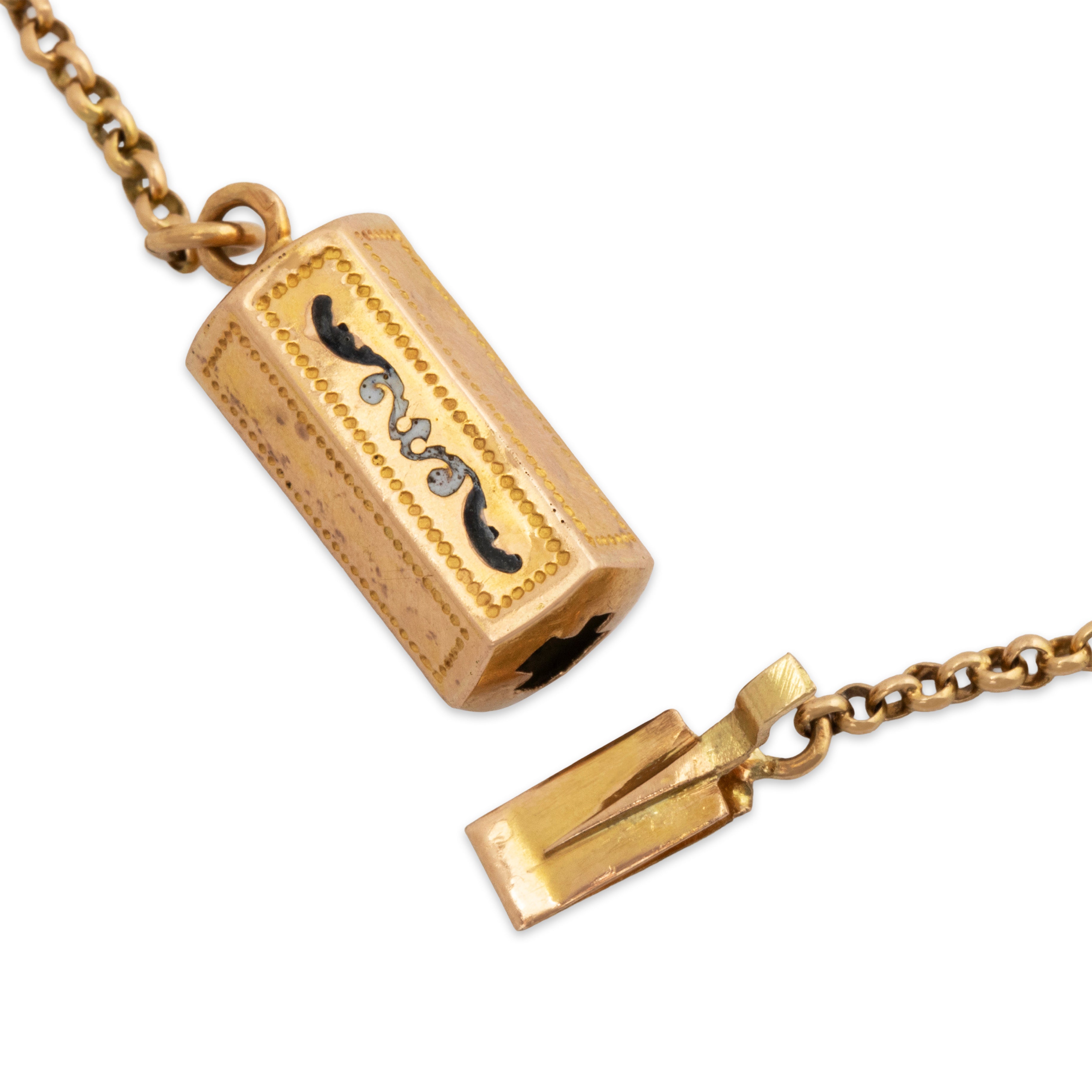 Antique French 18k Yellow Gold Enamel Lovely Floral Clasp Necklace 28、mySite、hinf8tx79