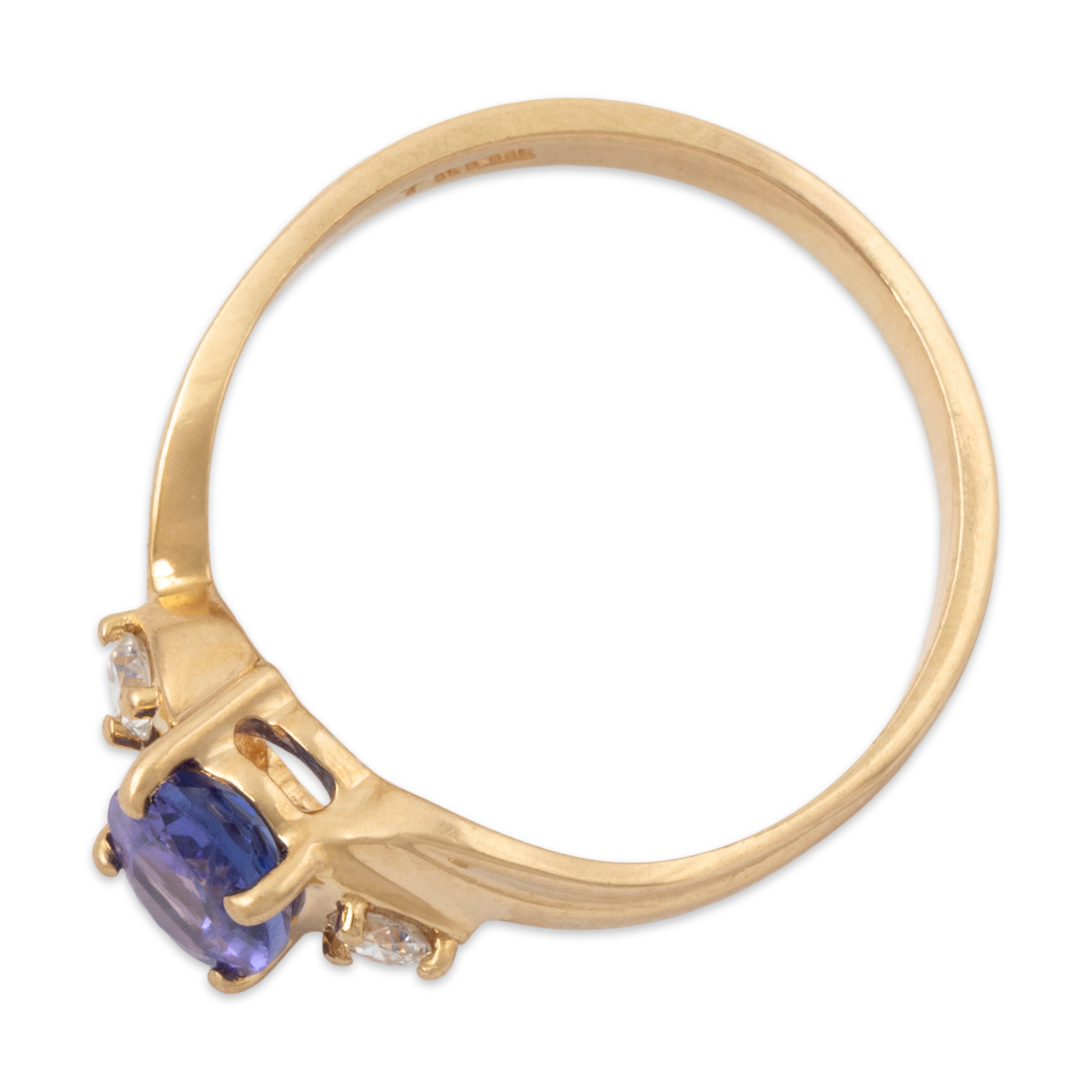Vintage 14k Yellow Gold Tanzanite Diamond Swirling Bypass Ring 6.75、mySite、hinf8tx79