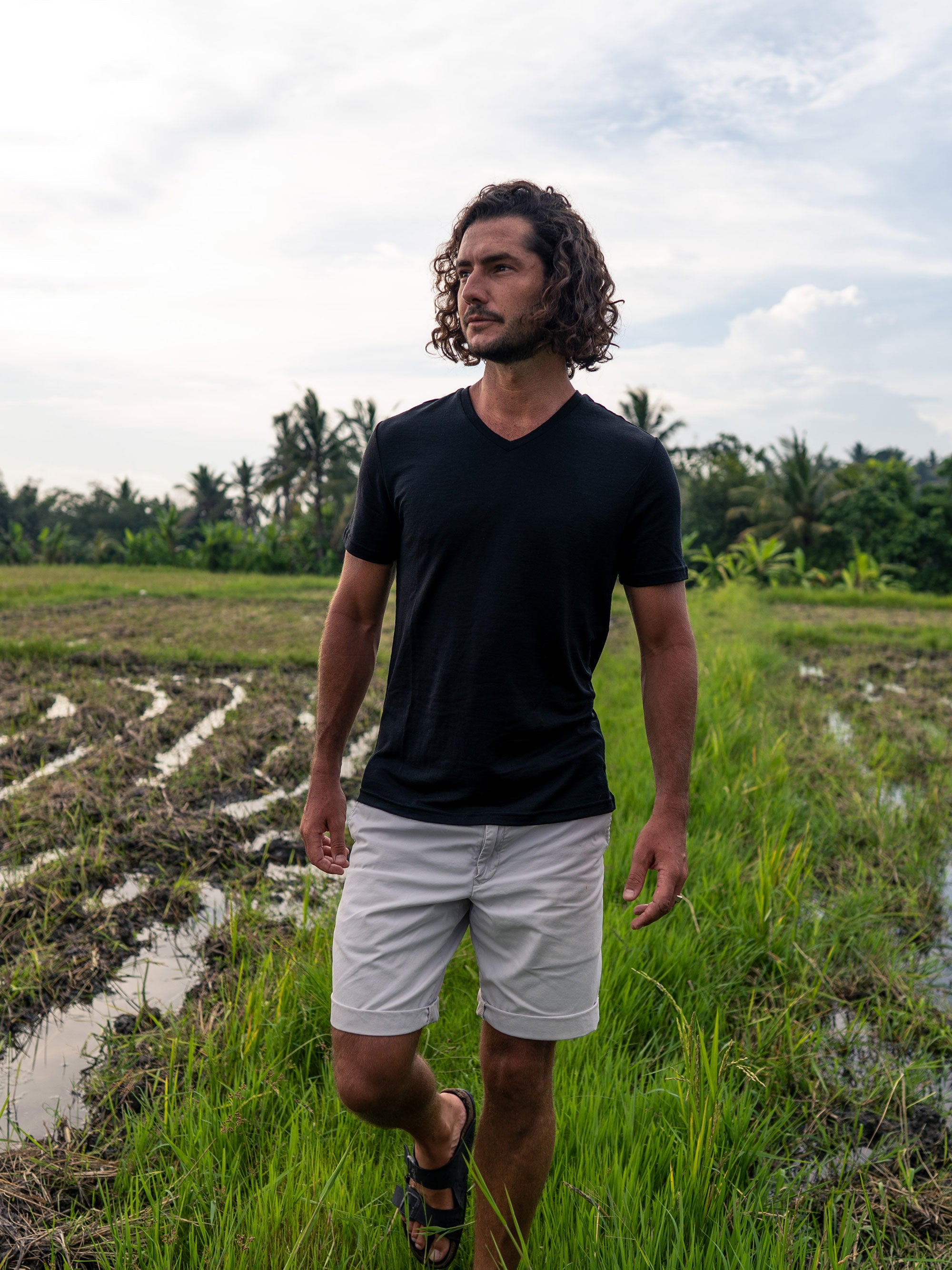 Men's Merino V-Neck T-Shirt、mySite、noshort