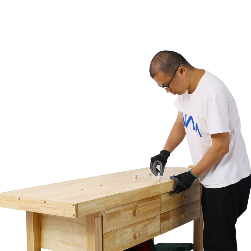 55-Inch Wood Workbench - Wooden Workbench for Garage Workshop and Home、、eastwooduniform