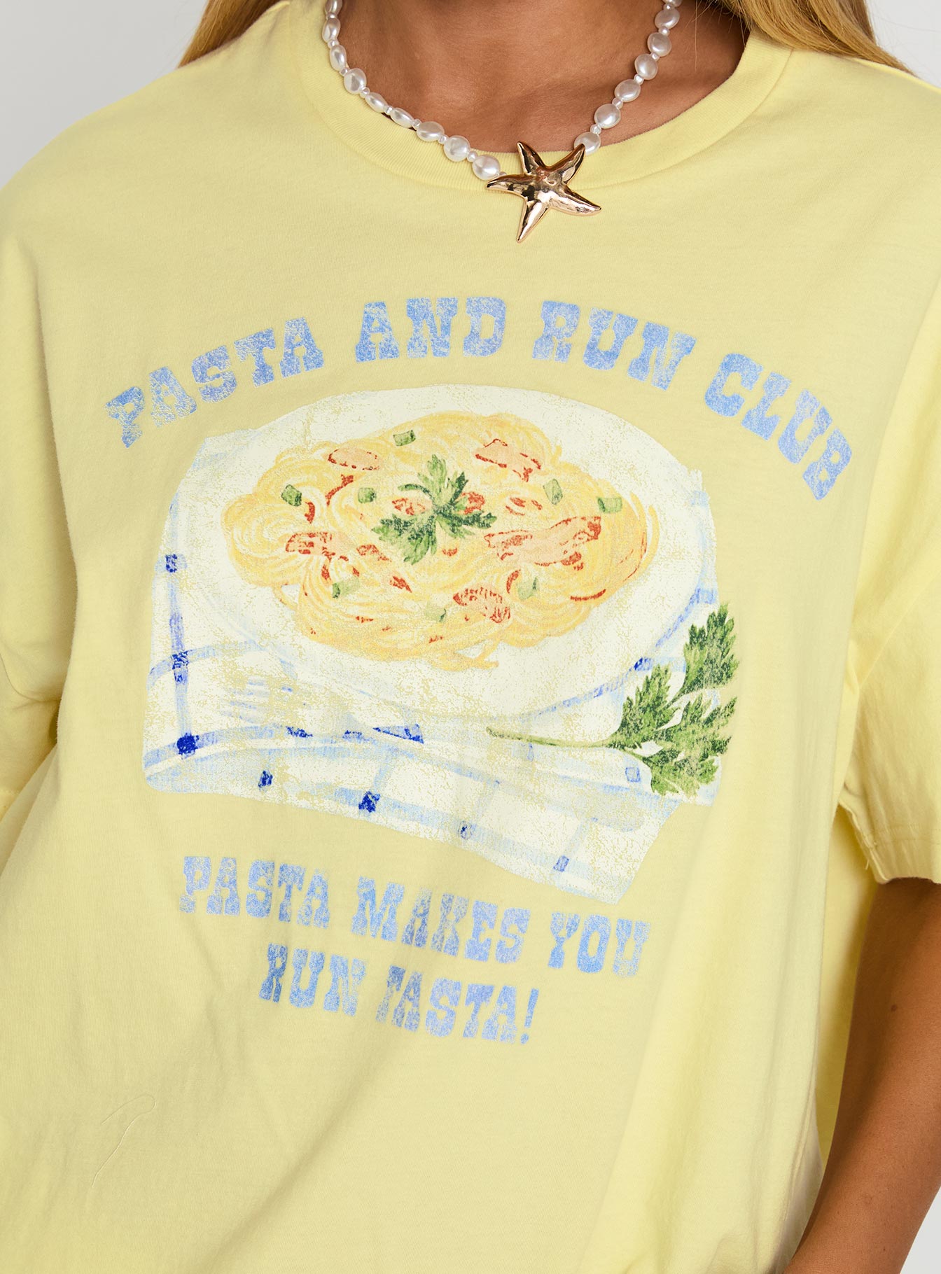 Pasta Makes You Fasta Oversized Tee Yellow、mySite、solidvoid