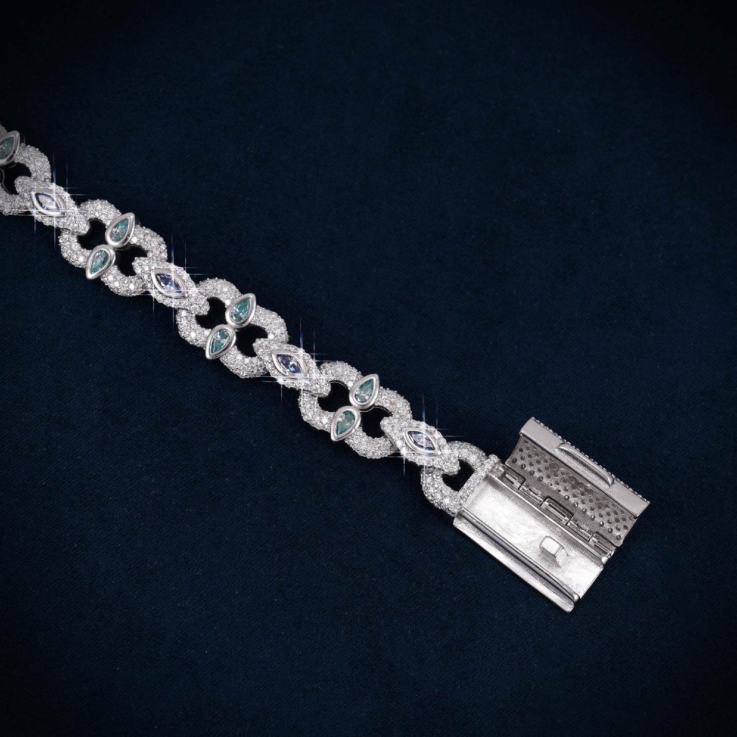 13MM Marquise & Pear Cut Moissanite Cuban Link Bracelet 14K Gold、mySite、hinf8tx79