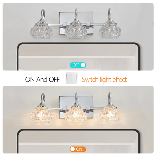 23" Retro 4-Light Bathroom Vanity Light Fixture - Black Finish with Crystal Glass Shades, Wall Mounted Lighting for Bathroom, Powder Room, and Vanity Mirror (No Bulbs)、、eastwooduniform