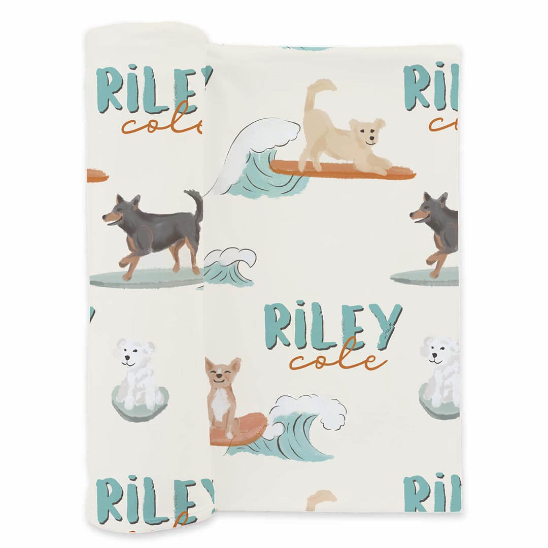  Paddle Pups Personalized Swaddle Blanket、mySite、layawaytickets