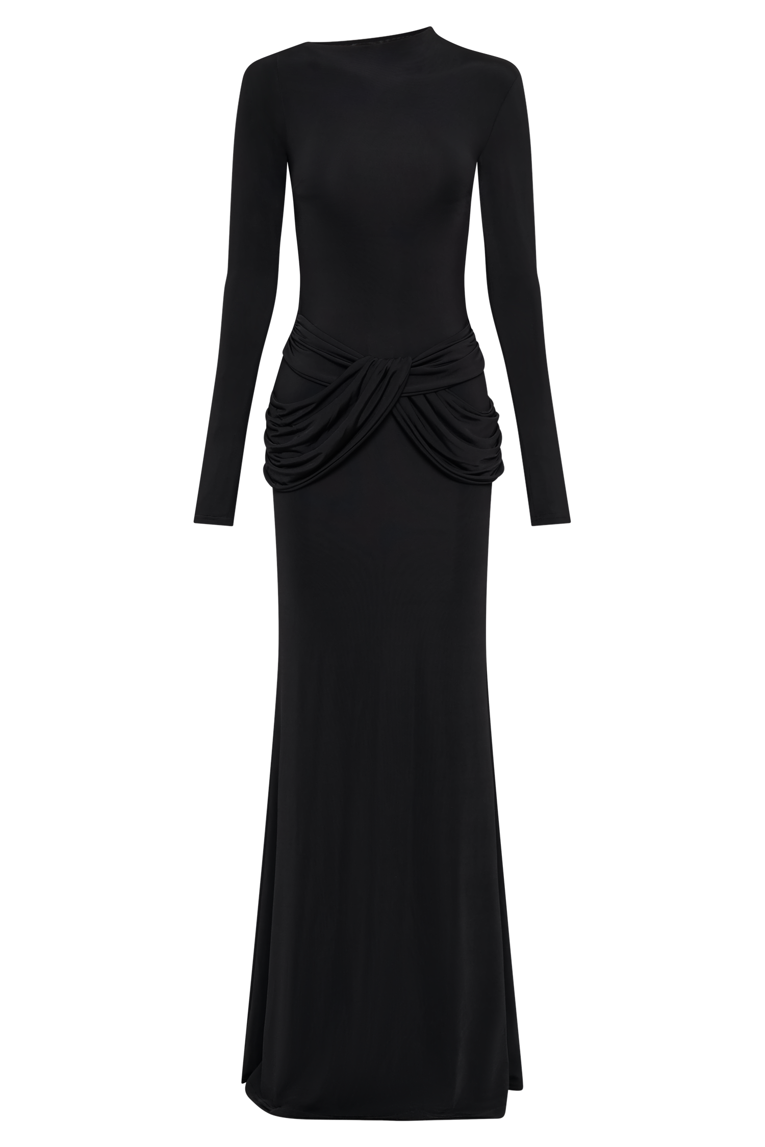Halcyon Long Sleeve Slinky Maxi Dress - Black、mySite、solidvoid