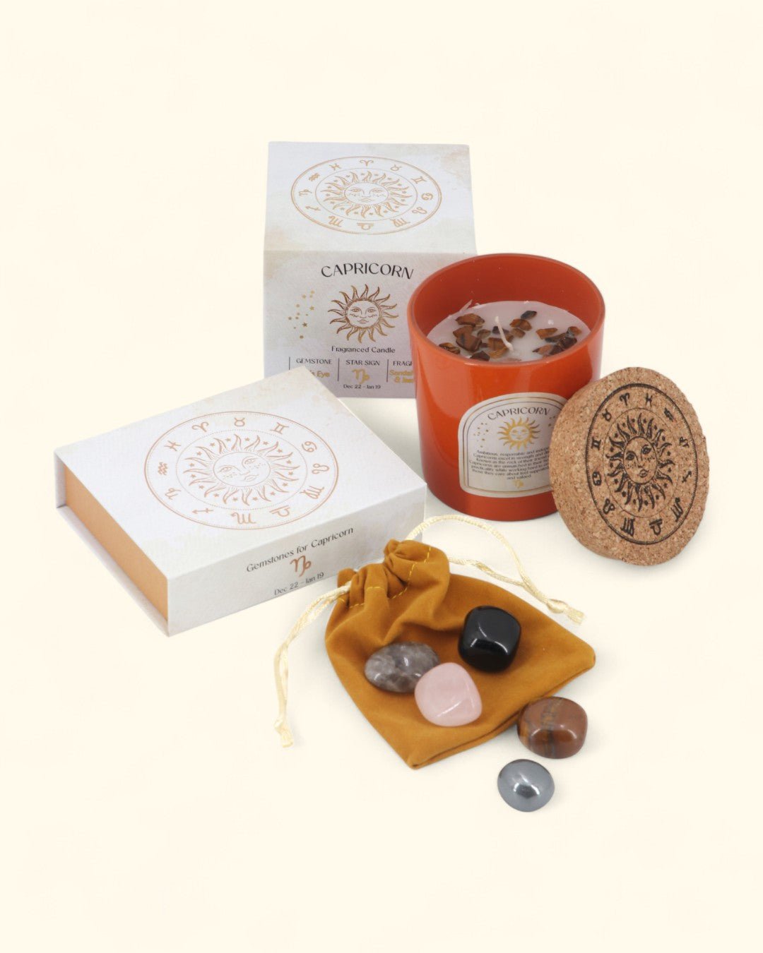 Capricorn Zodiac Candle & Crystal Tumblestone Set、mySite、topwebapps