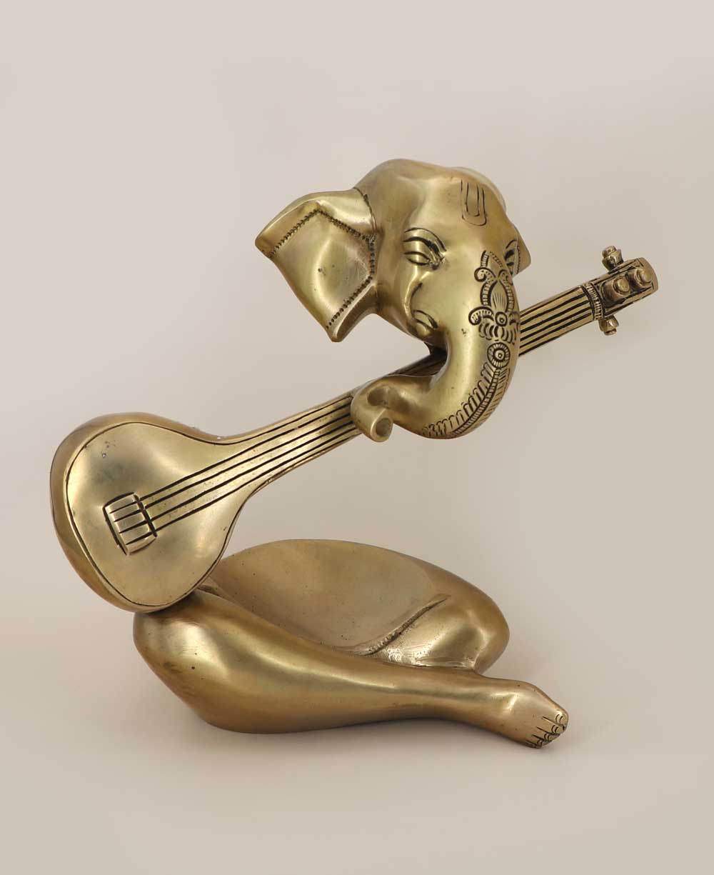 Modern Brass Ganesh Statue Playing Sitar、mySite、topwebapps