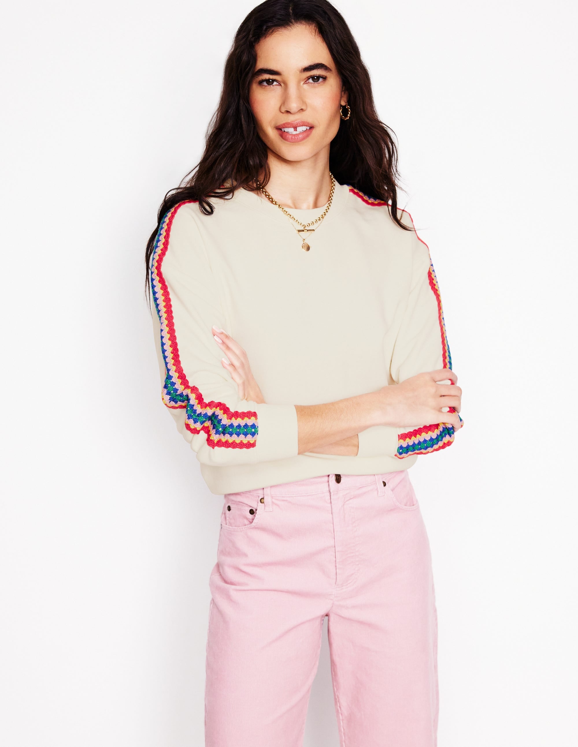  Emi Crochet Sweatshirt-Ivory、mySite、ashleygrahame