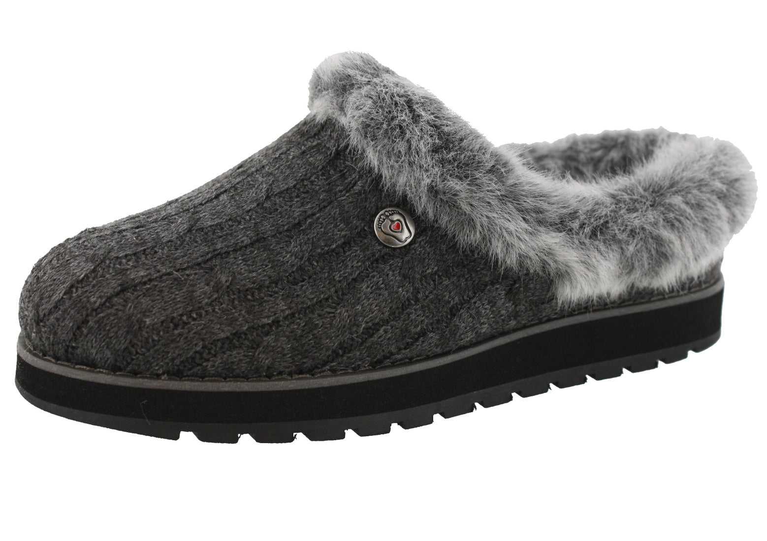 Skechers Women Wide Width Furry Cozy Open Back Slippers Ice Angel、mySite、dreamappss