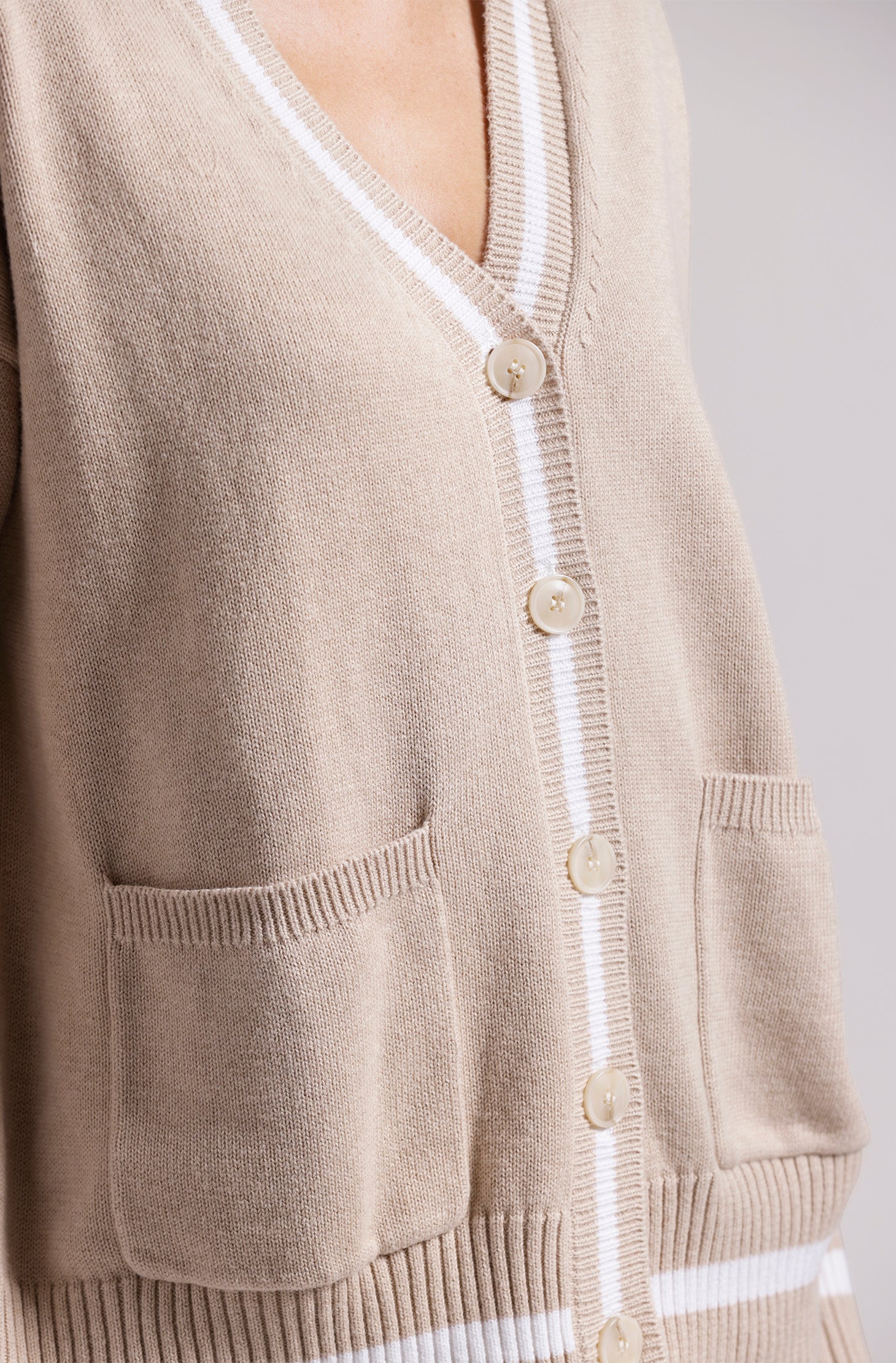 Minnie Rose Cotton Cashmere Oversized Cardigan with Tipping - Final Sale、mySite、noshort