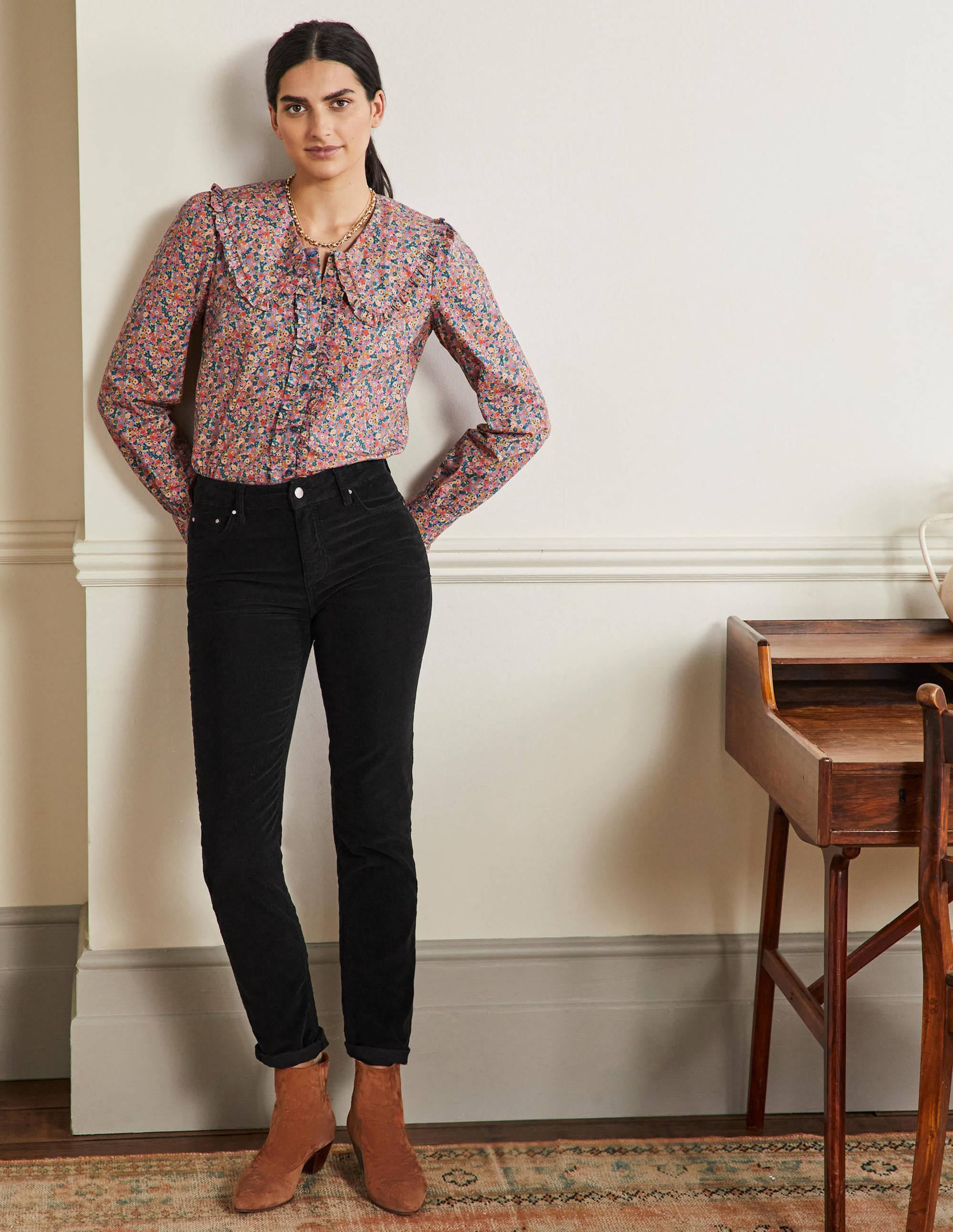  Corduroy Slim Straight Jeans-Black、mySite、ashleygrahame