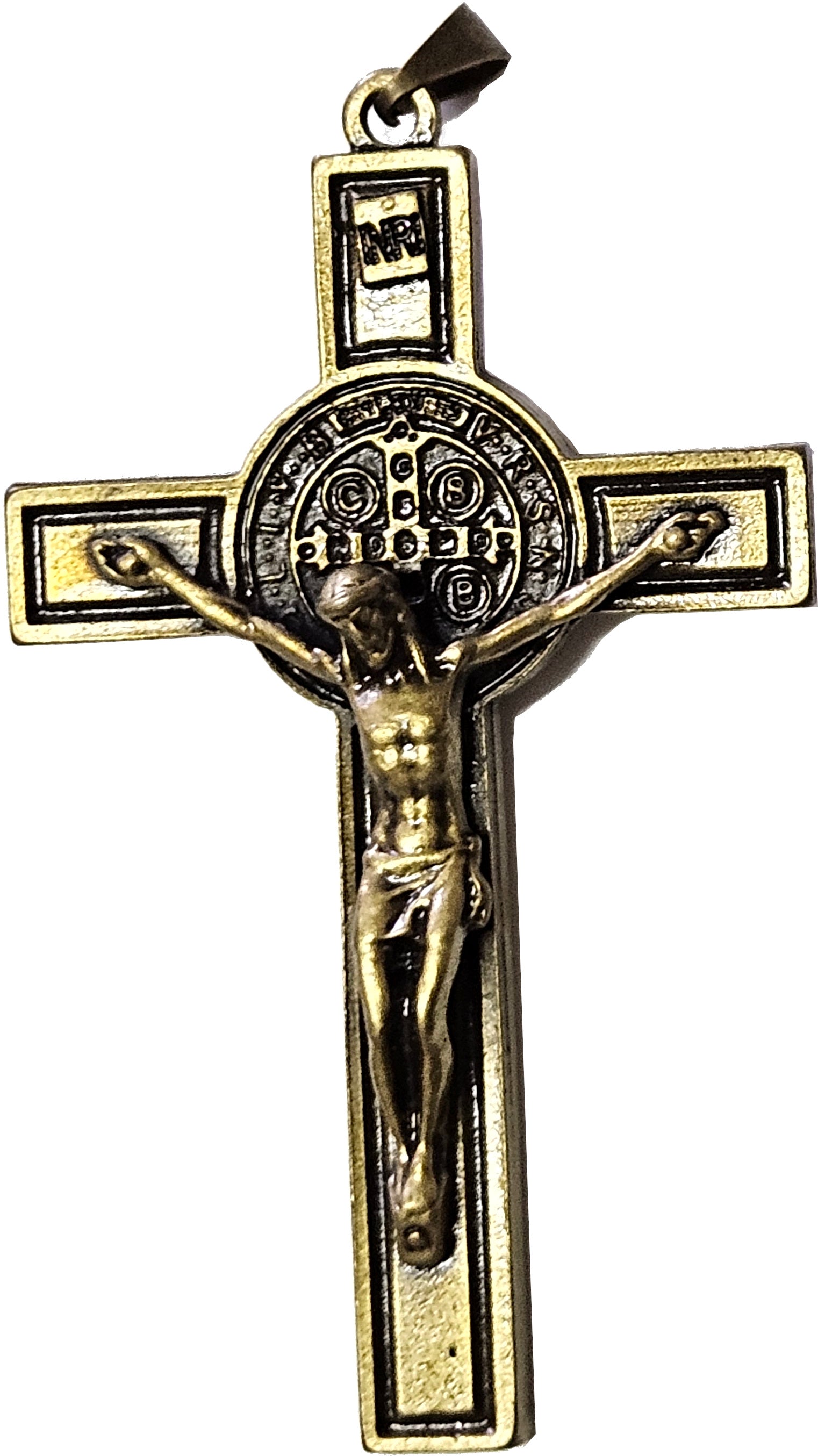 St. Benedict Rosary crucifix Golden - Extra Large - Bronze grade A (7.5 cm-3 Inches )、mySite、topwebapps