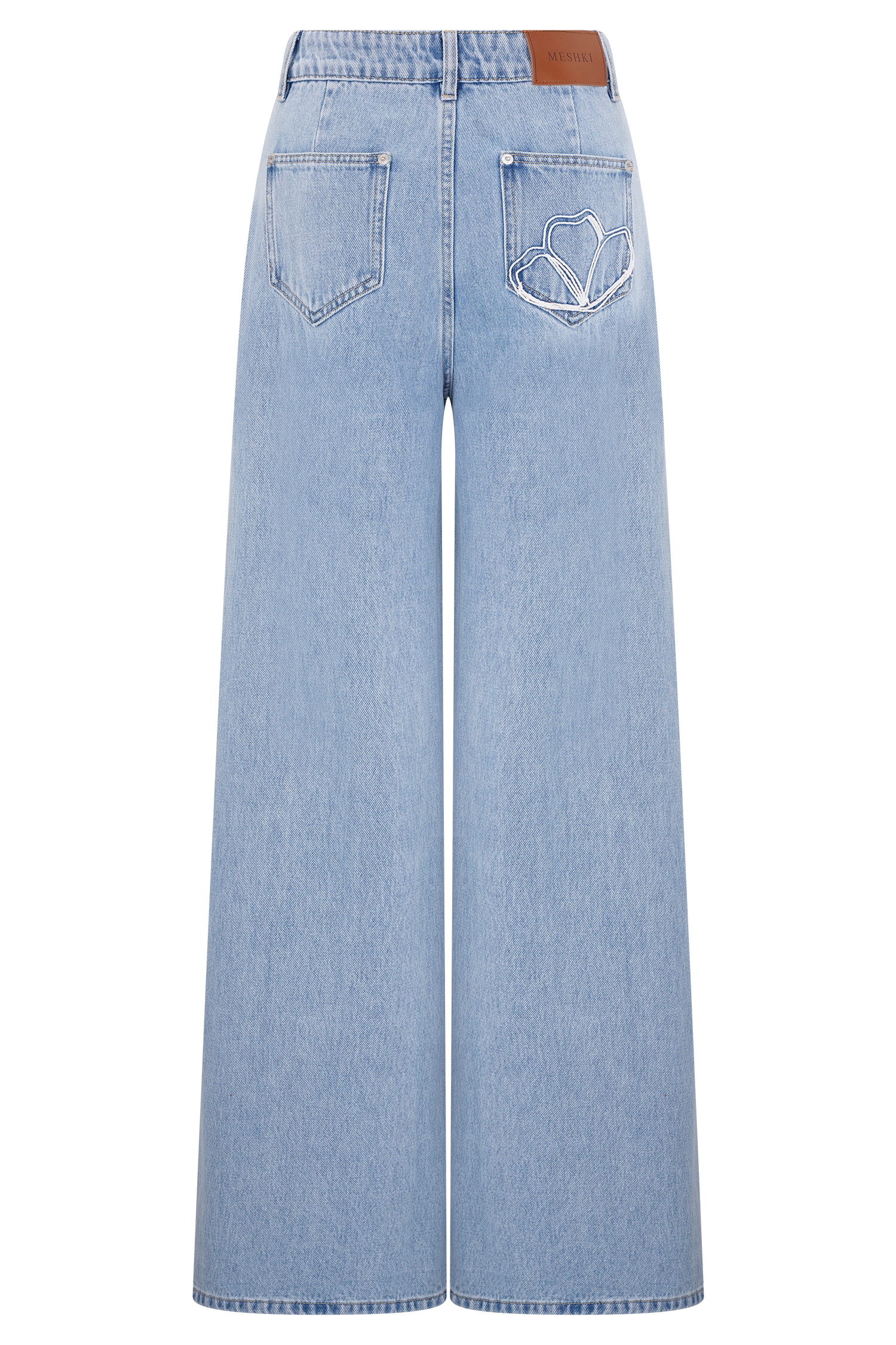 Carmella Embroided Straight Leg Jeans - Mid Blue、mySite、solidvoid