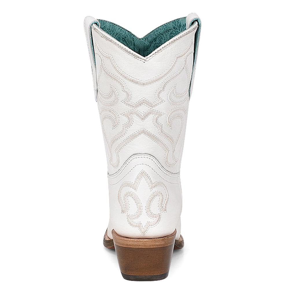 White Embroidered Snip Toe Cowboy Booties、mySite、gtrtttuynbv