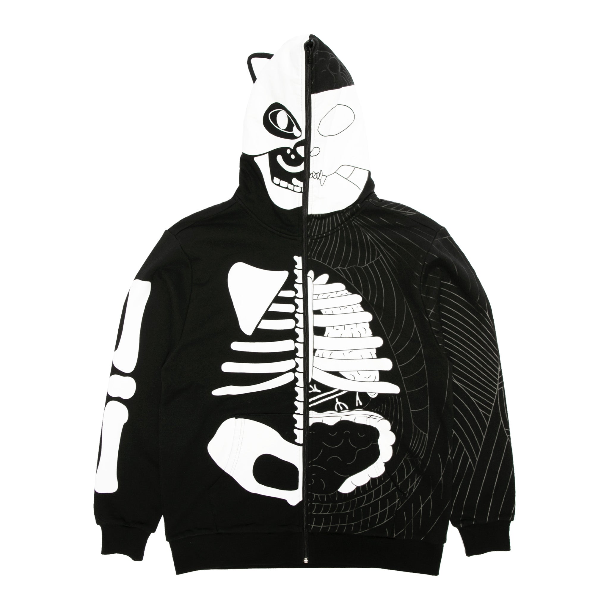  Skelly Anatomy Full Zip Hoodie (Black/White)、mySite、merchandisen