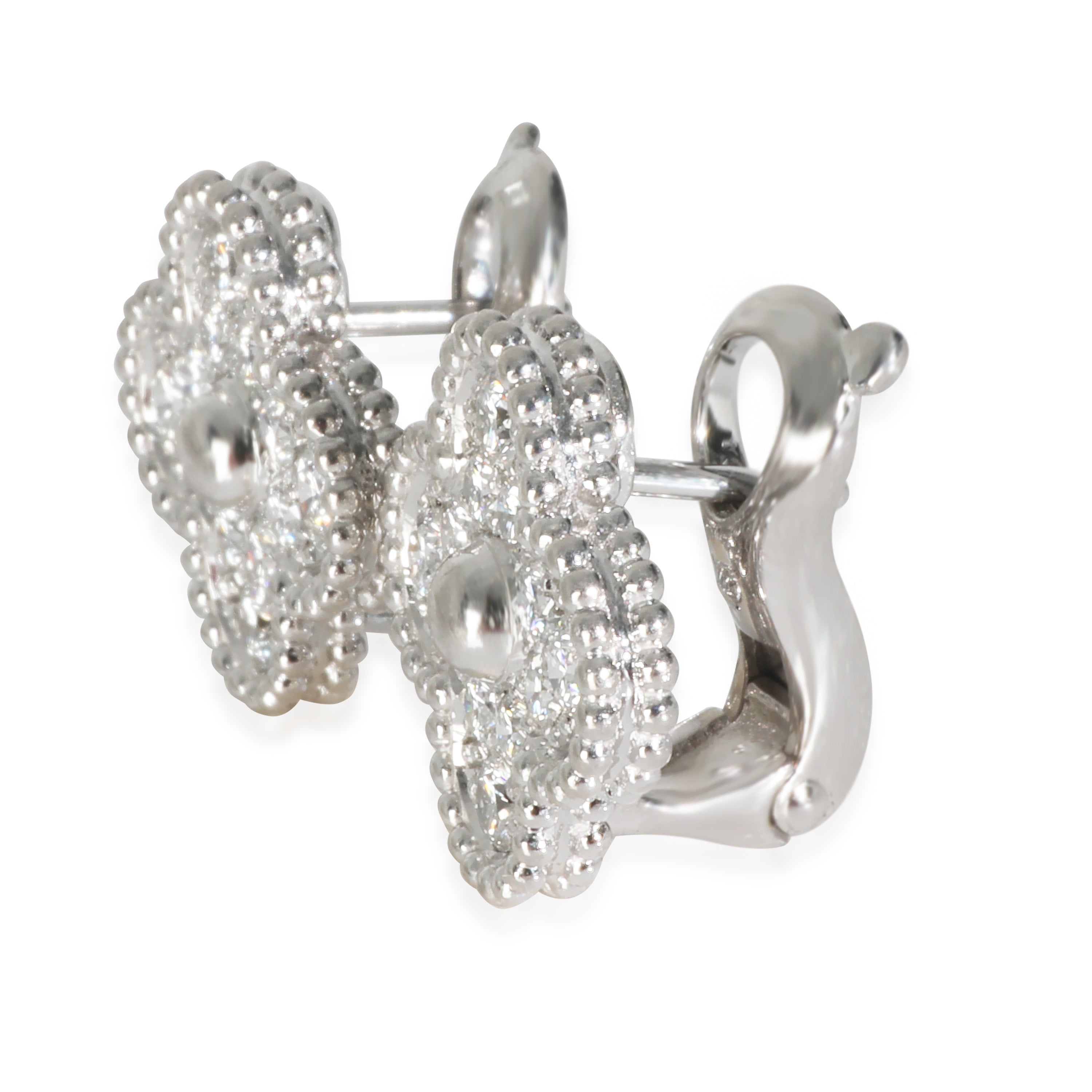 White Gold Diamond Vintage Alhambra Earrings、mySite、garagedoors4me