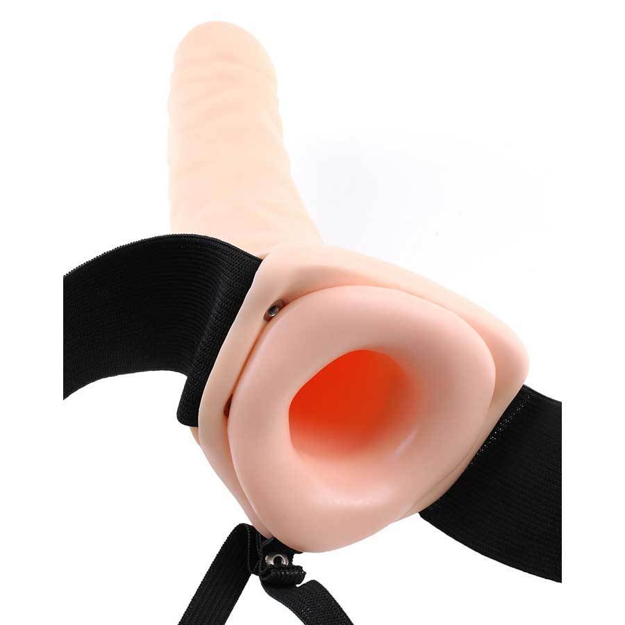 Vibrating Penis Extension Sleeve 8 Inch Hollow Tan Strap On Sheath、mySite、bottomscart