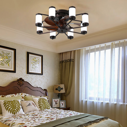 22-inch Modern Ceiling Fan with LED Light – 5-Blade Fan and Cylindrical Light Fixtures for Bedroom, Living Room, and Home Décor、、eastwooduniform