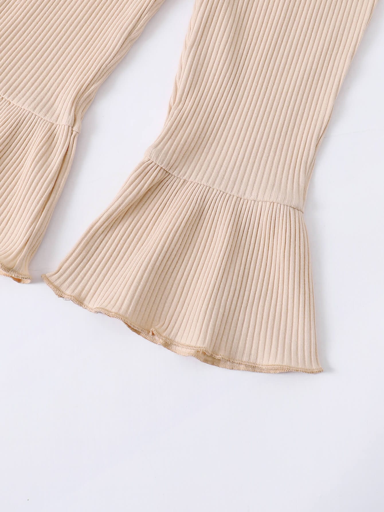 Girls Ribbed Buttoned Top and Flare Pants Set、mySite、g9winljtr