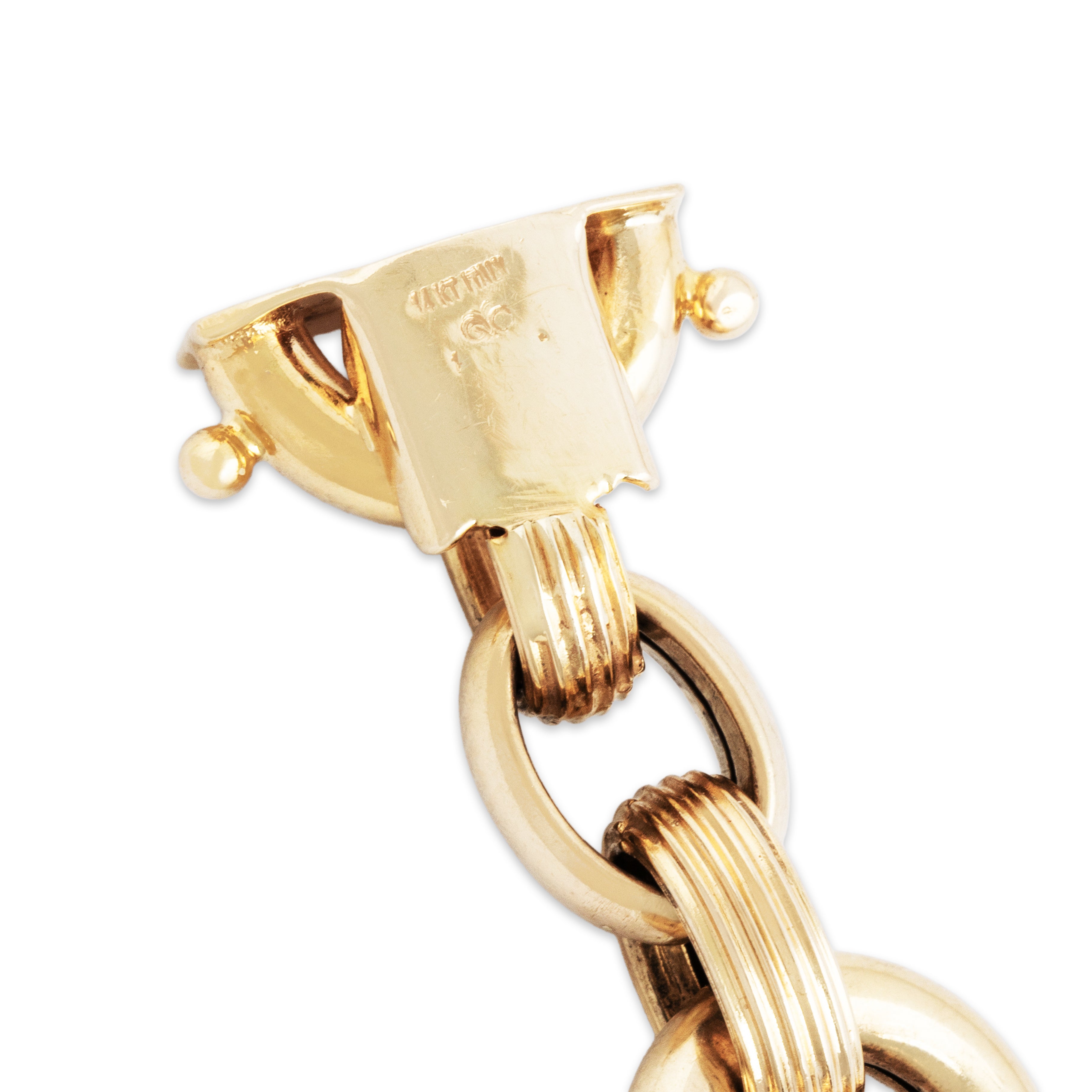 Vintage Italian 14k Yellow Gold Chunky Mixed Link Bracelet 6.5、mySite、hinf8tx79