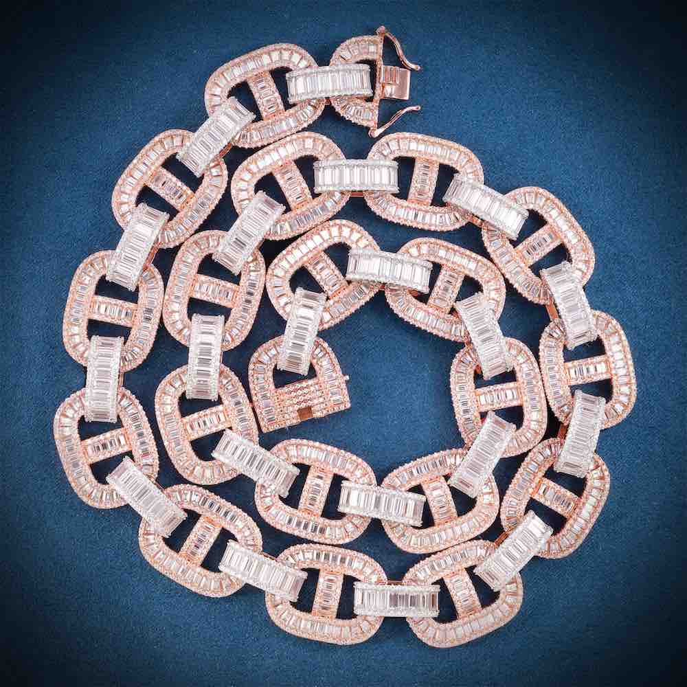 15MM Two Tone Baguette Iced Out Mariner Link Chain 14K Gold、mySite、hinf8tx79