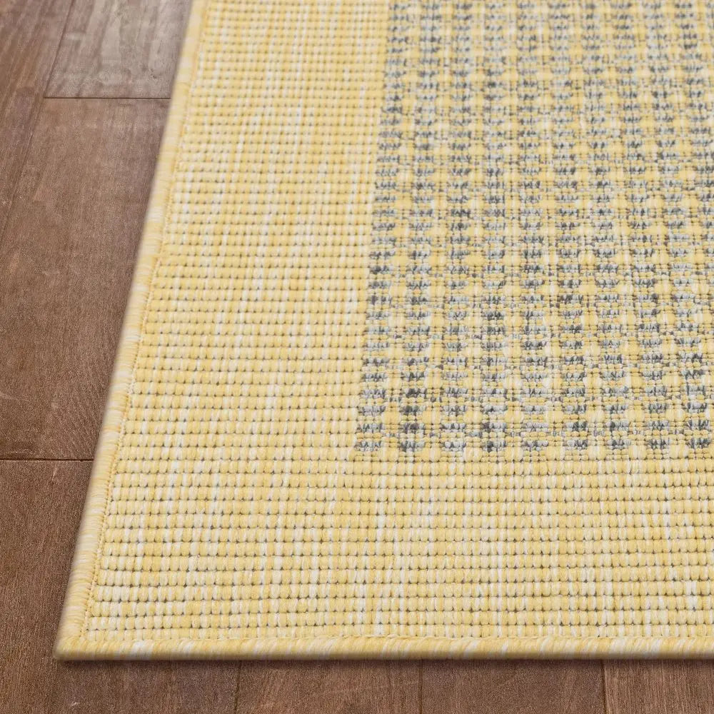 Odin Solid & Striped Border Indoor Outdoor Yellow Flatweave Rug、mySite、gigharbornorthrealestate