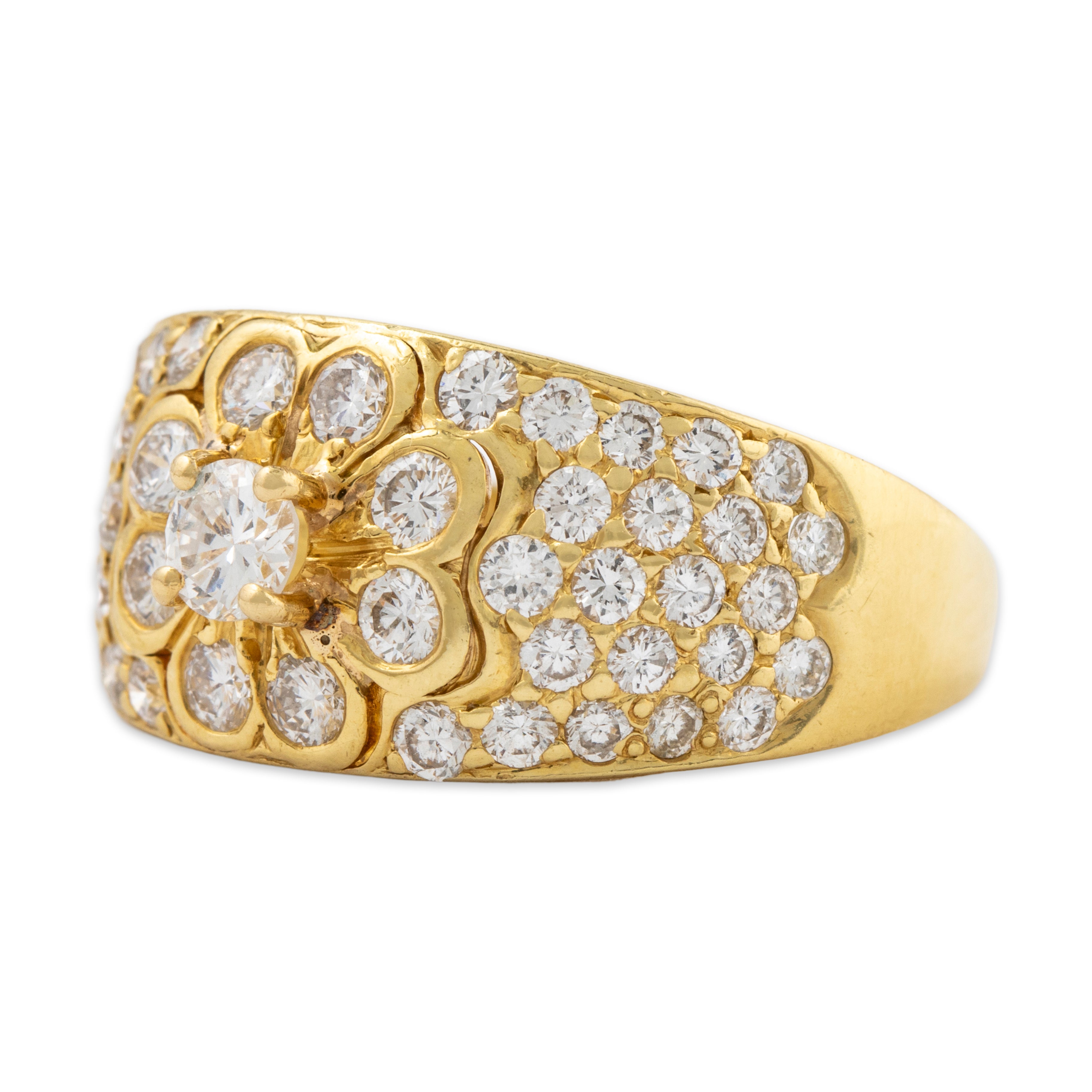 Vintage 18k Yellow Gold 1.25cttw Diamond Floriform Statement Ring 8.25、mySite、hinf8tx79