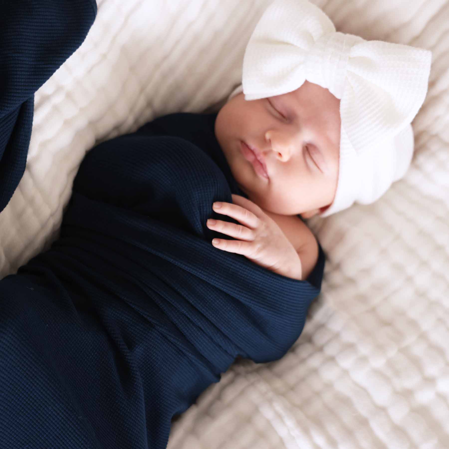  Dark Navy Bamboo Waffle Oversized Swaddle Blanket、mySite、layawaytickets