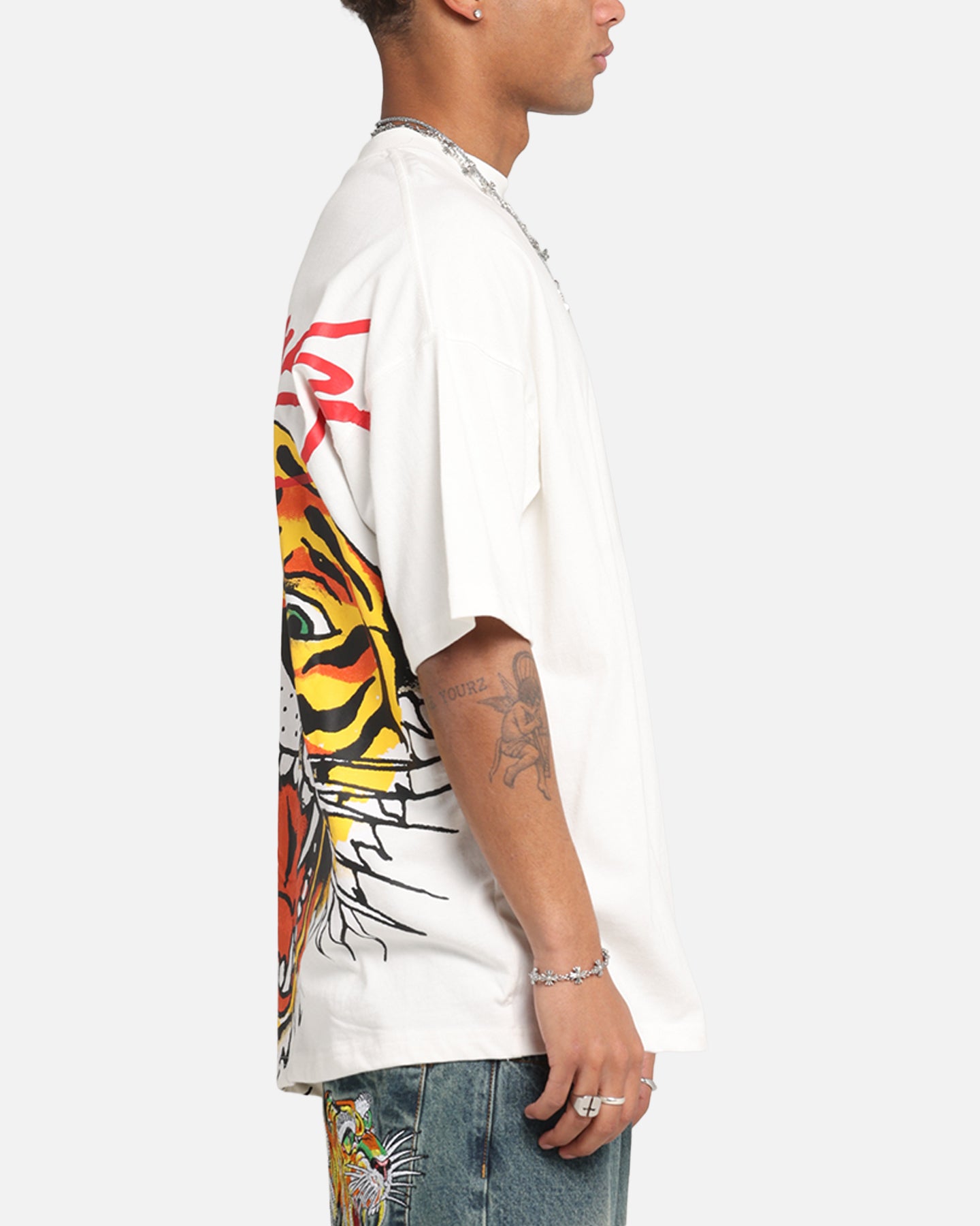 Ed Hardy Tiger Oversized Print T-Shirt Off White、mySite、zt4zffjzw