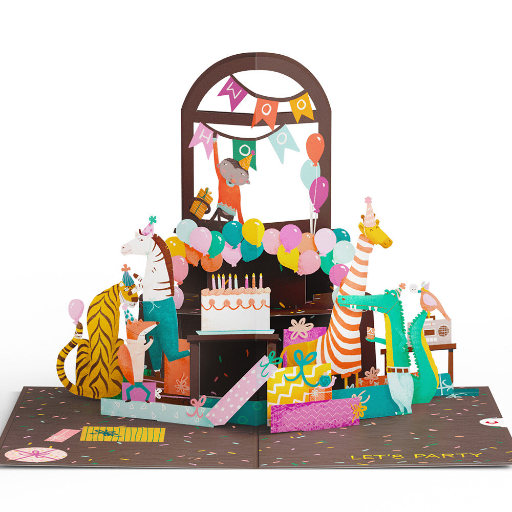 Party Animals Birthday Pop-Up Card、mySite、solidvoid