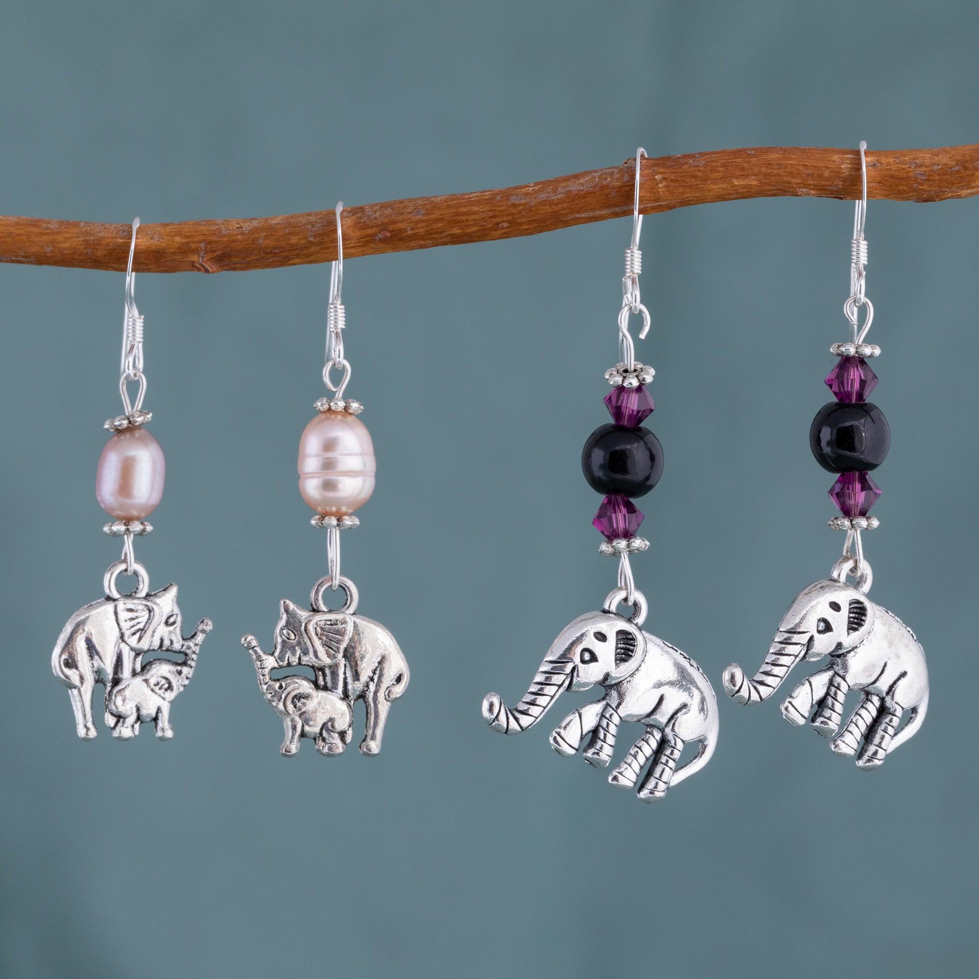 Sweet Elephants Dangling Earrings & Stones、mySite、camillekostekn