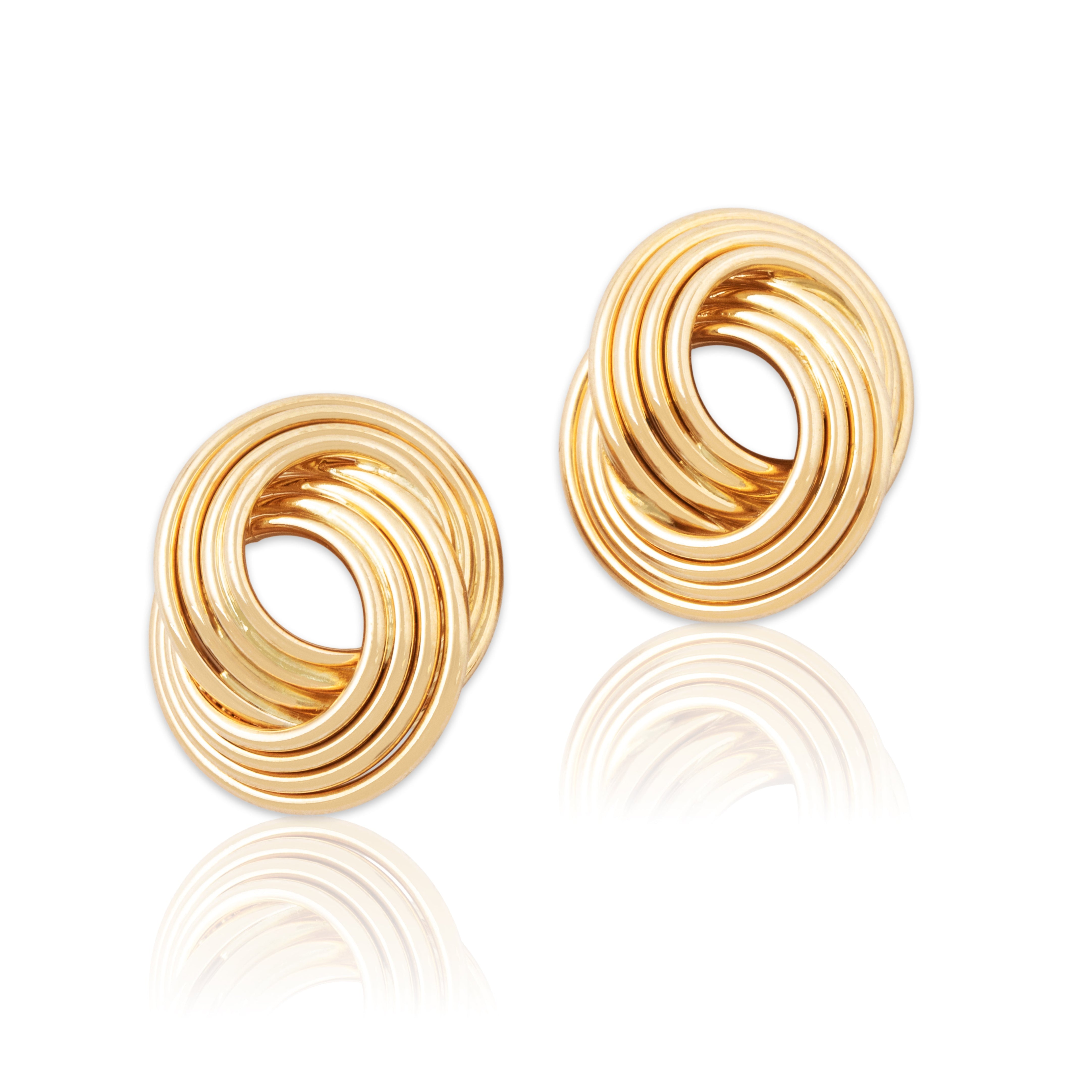 Vintage Statement 14k Yellow Gold Swirling Circles Stud Earrings、mySite、hinf8tx79