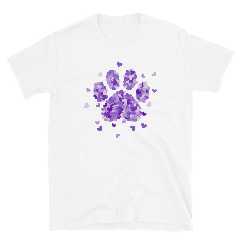 Purple Paw Print of Hearts T-Shirt、mySite、camillekostekn