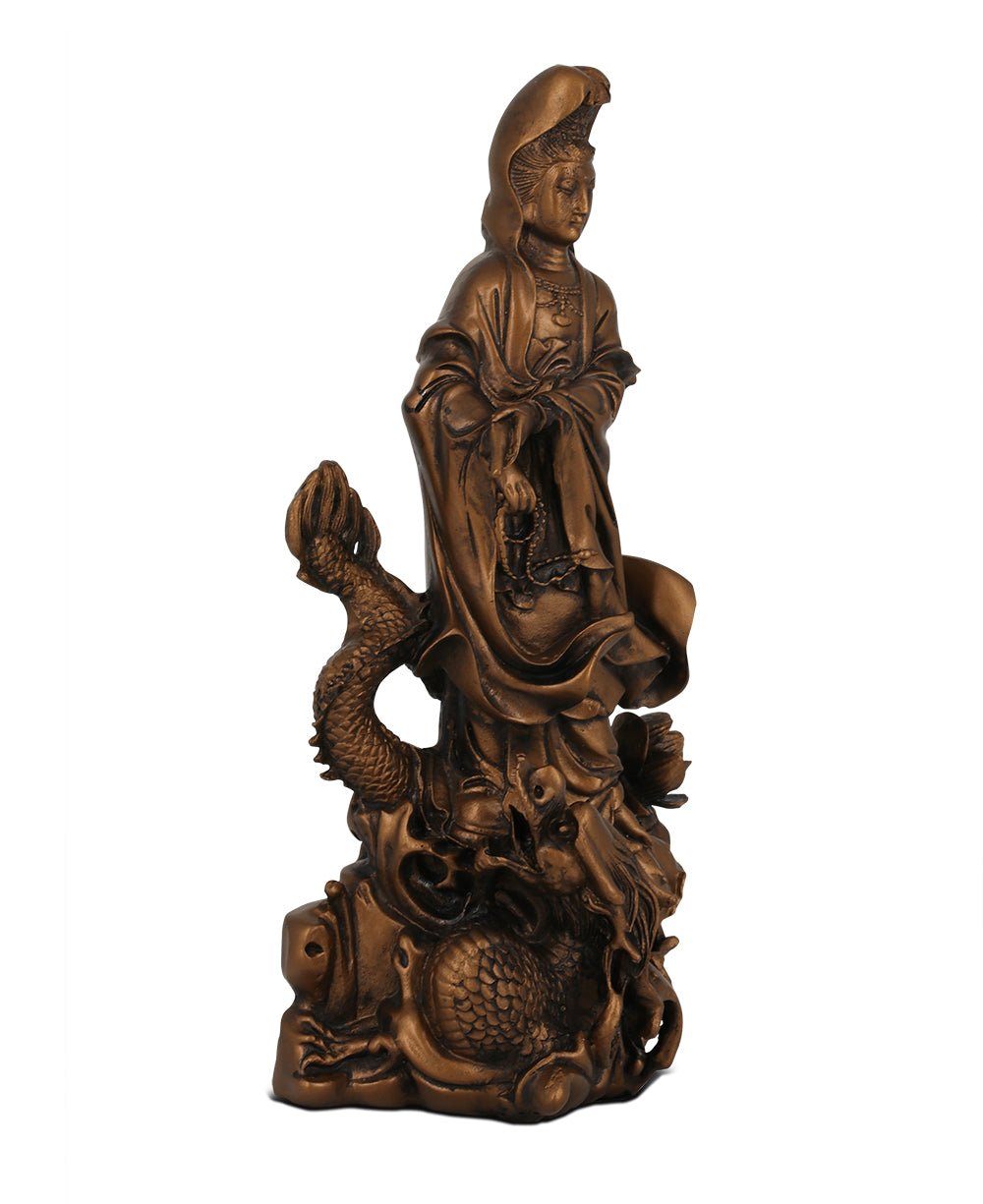 Bronze Finish Kuan Yin Dragon Statue、mySite、topwebapps
