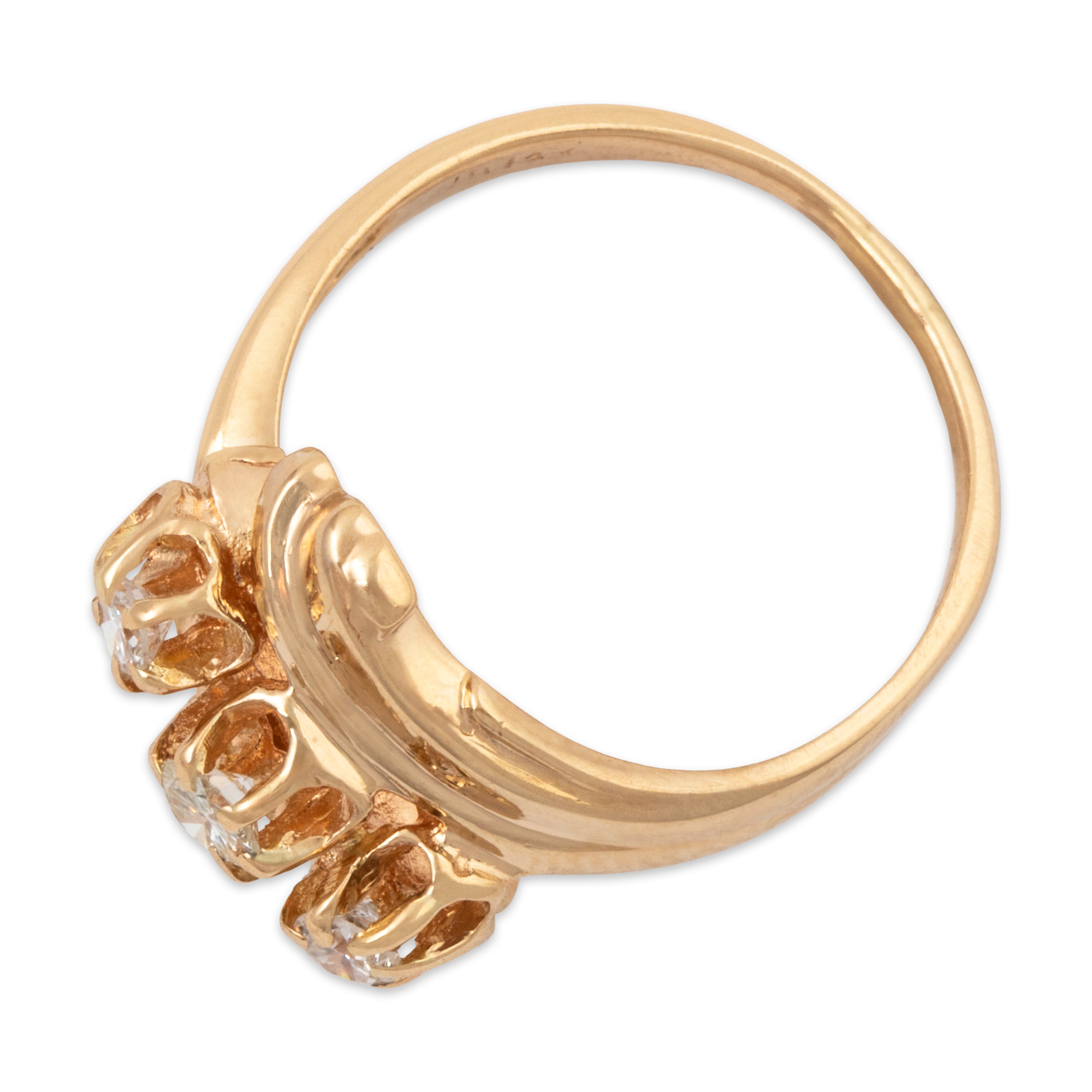 Vintage 14k Yellow Gold .301cttw Diamond Belcher Set Bypass Ring 6.25、mySite、hinf8tx79