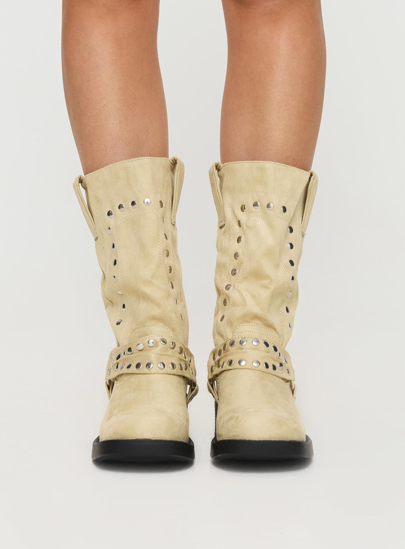 Allora Western Boots Beige Faux Suede、mySite、solidvoid