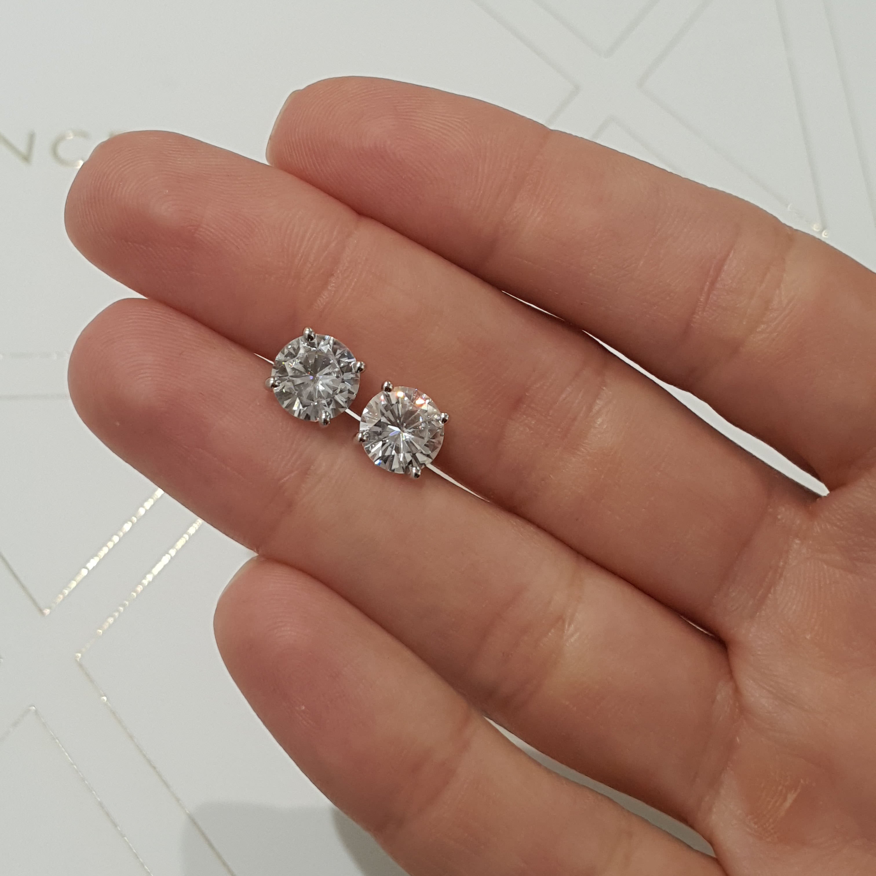 Allen Moissanite Earrings (3 Carat) -18K White Gold、mySite、hinf8tx79
